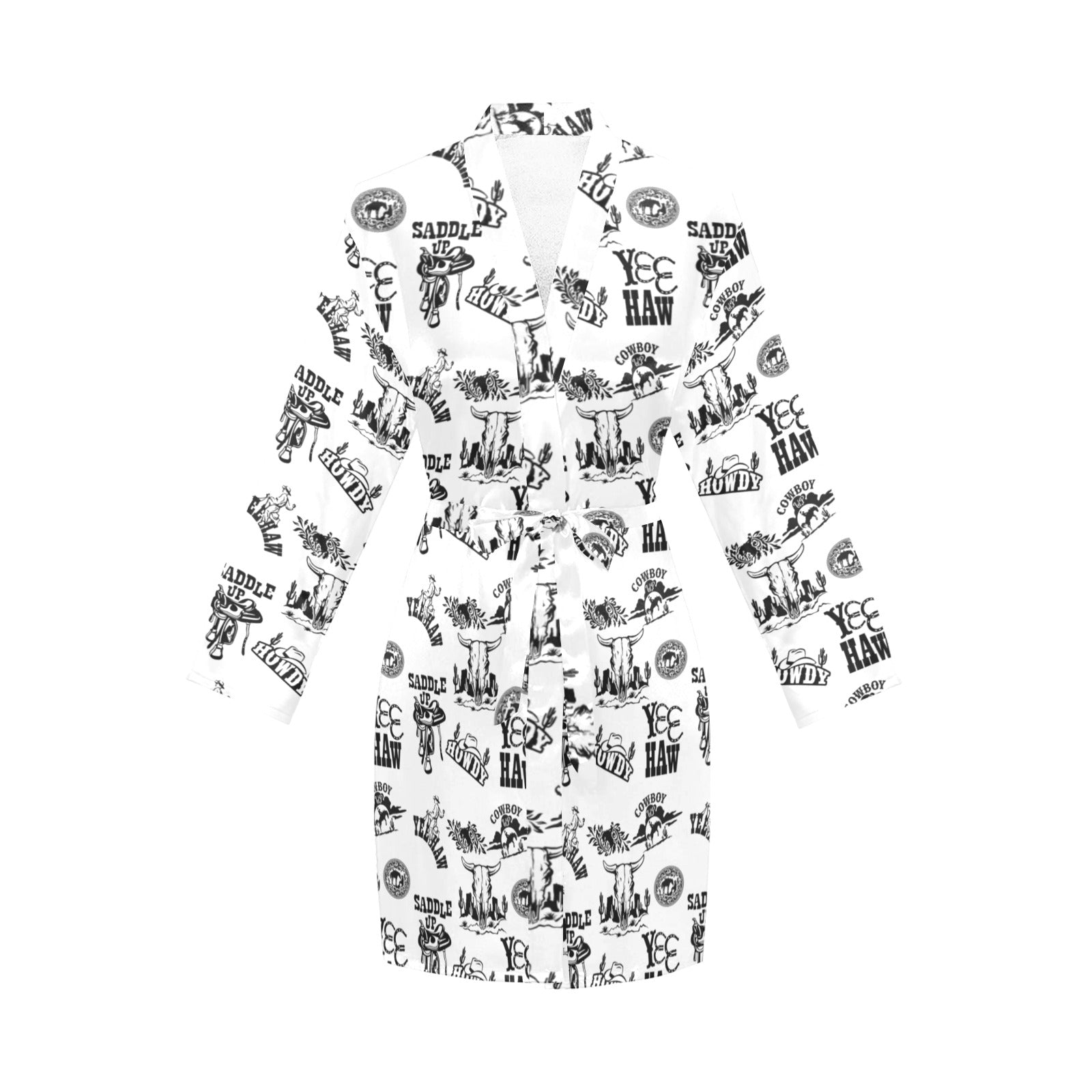 Cowboy Print Western Satin Robe