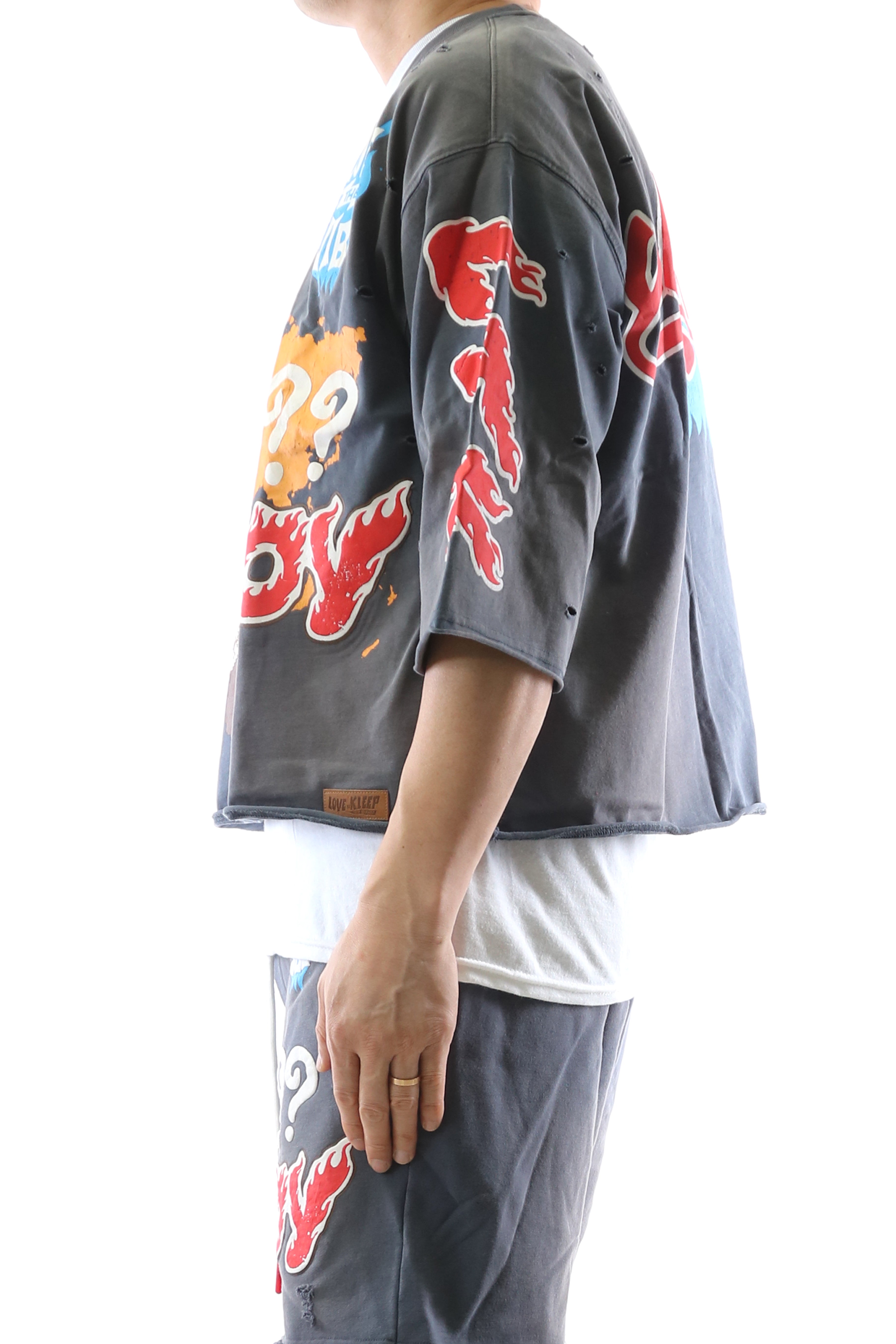 PORTER S/N Jersey 3/4 Sleeve Crop Top Tee