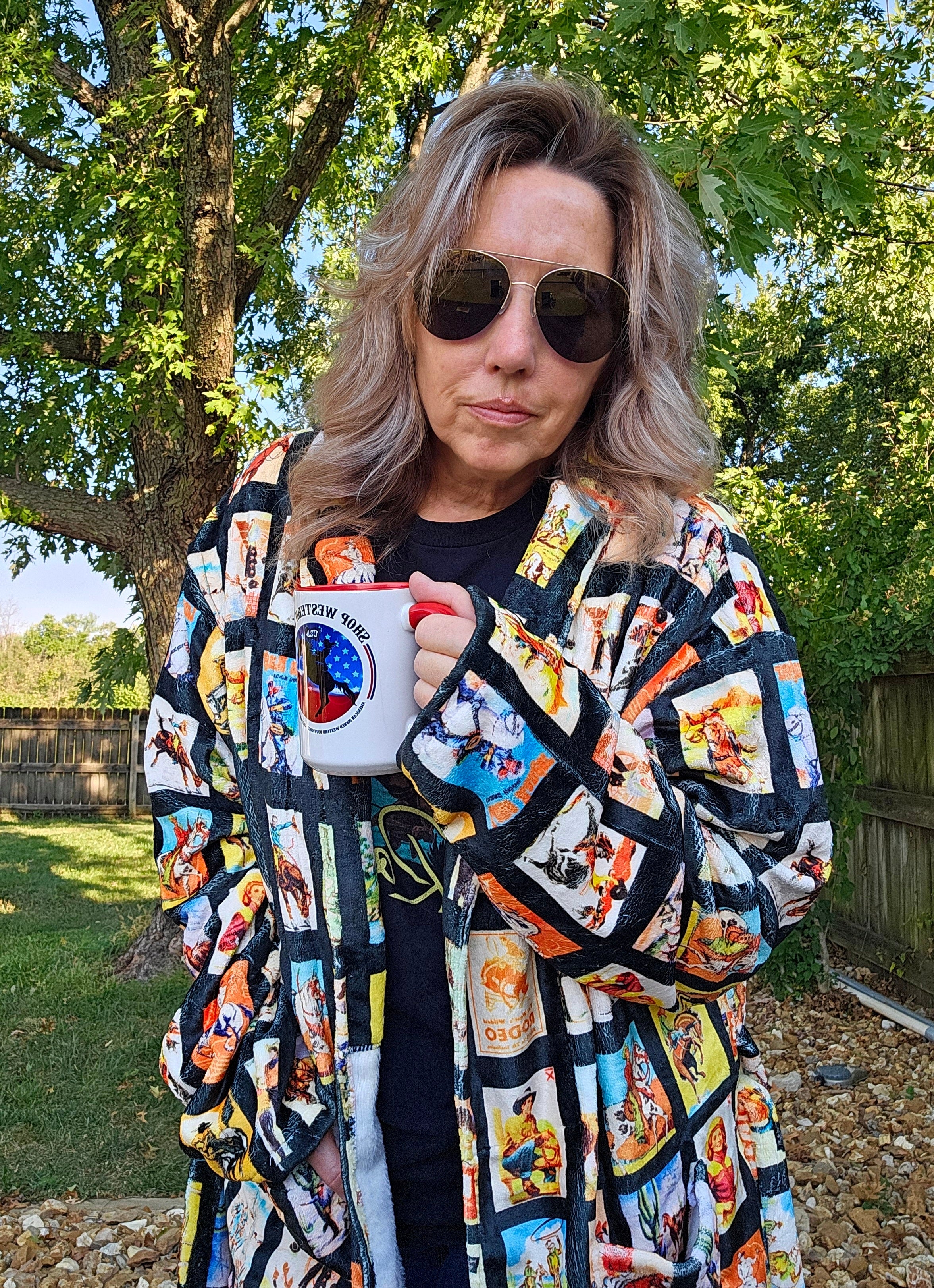 Vintage Cowboy Collage Western Robe