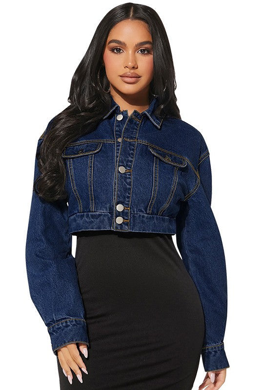 WOMEN FASHION DENIM CROP JACKET