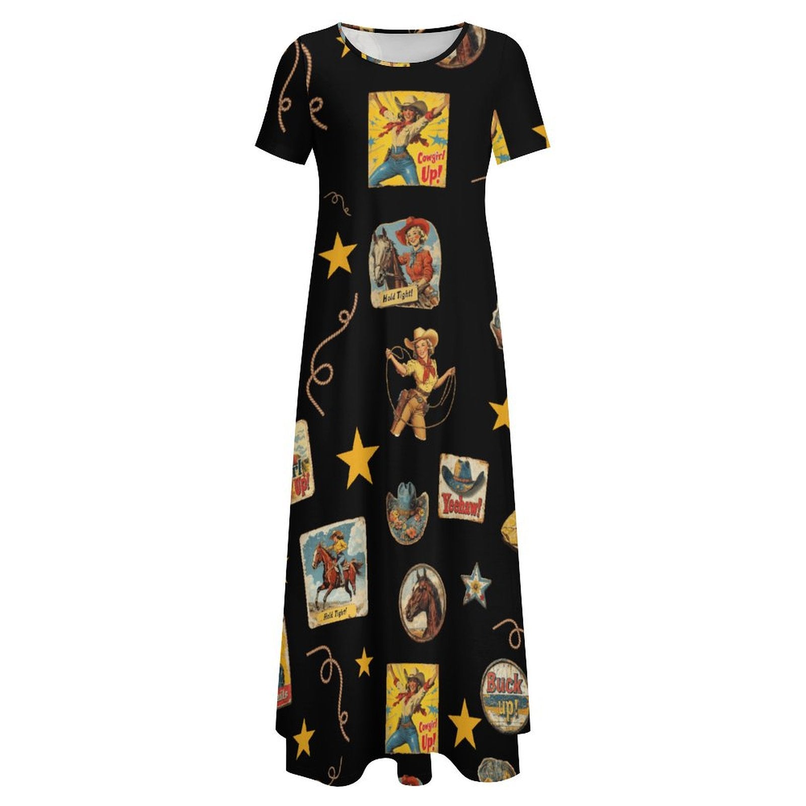 Vintage Cowgirl Collage Western Dress