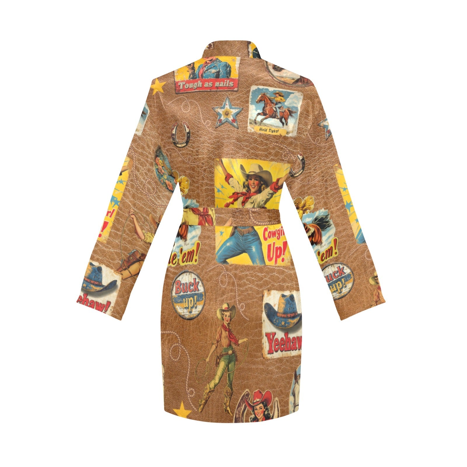 Vintage Cowgirl Collage Satin Robe