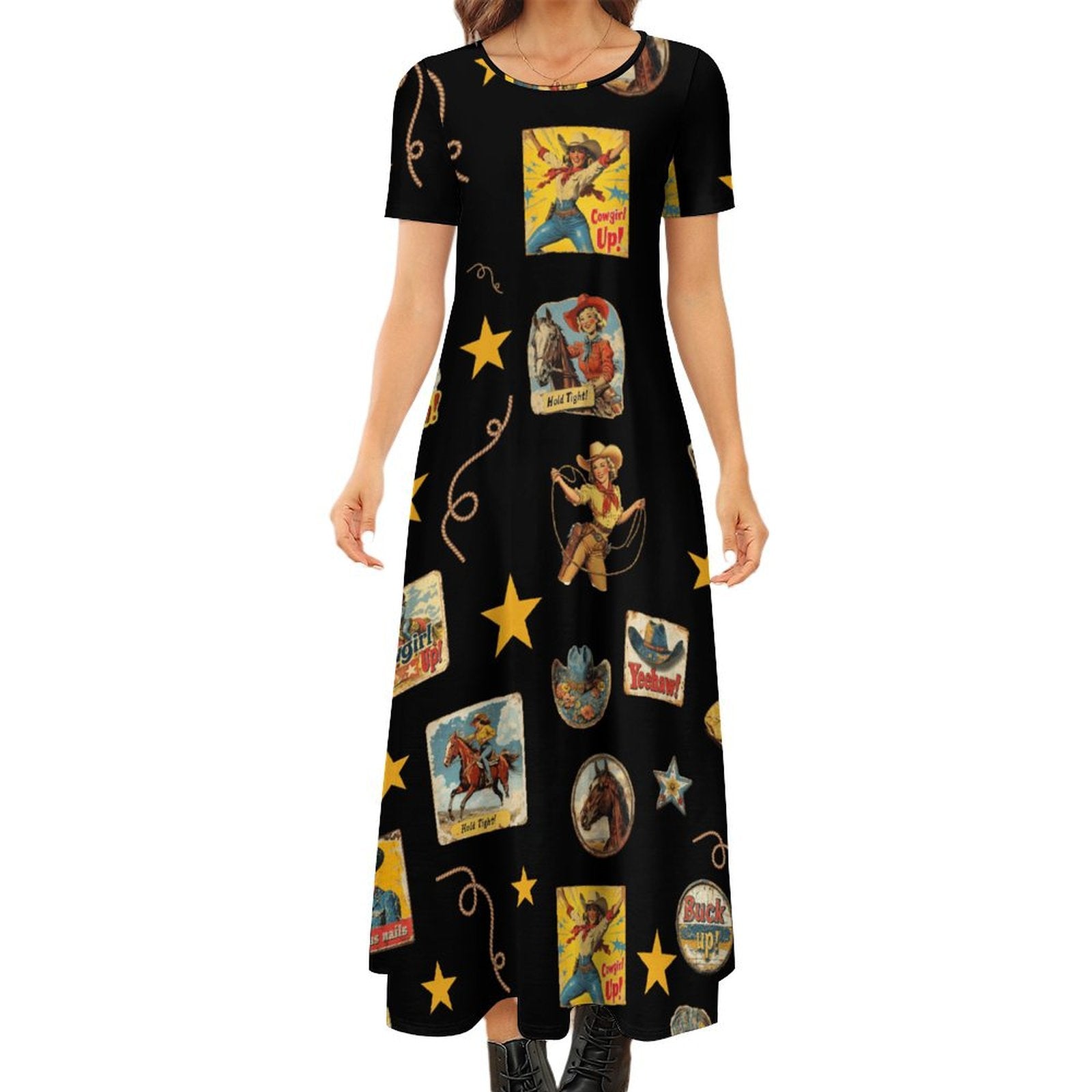 Vintage Cowgirl Collage Western Dress