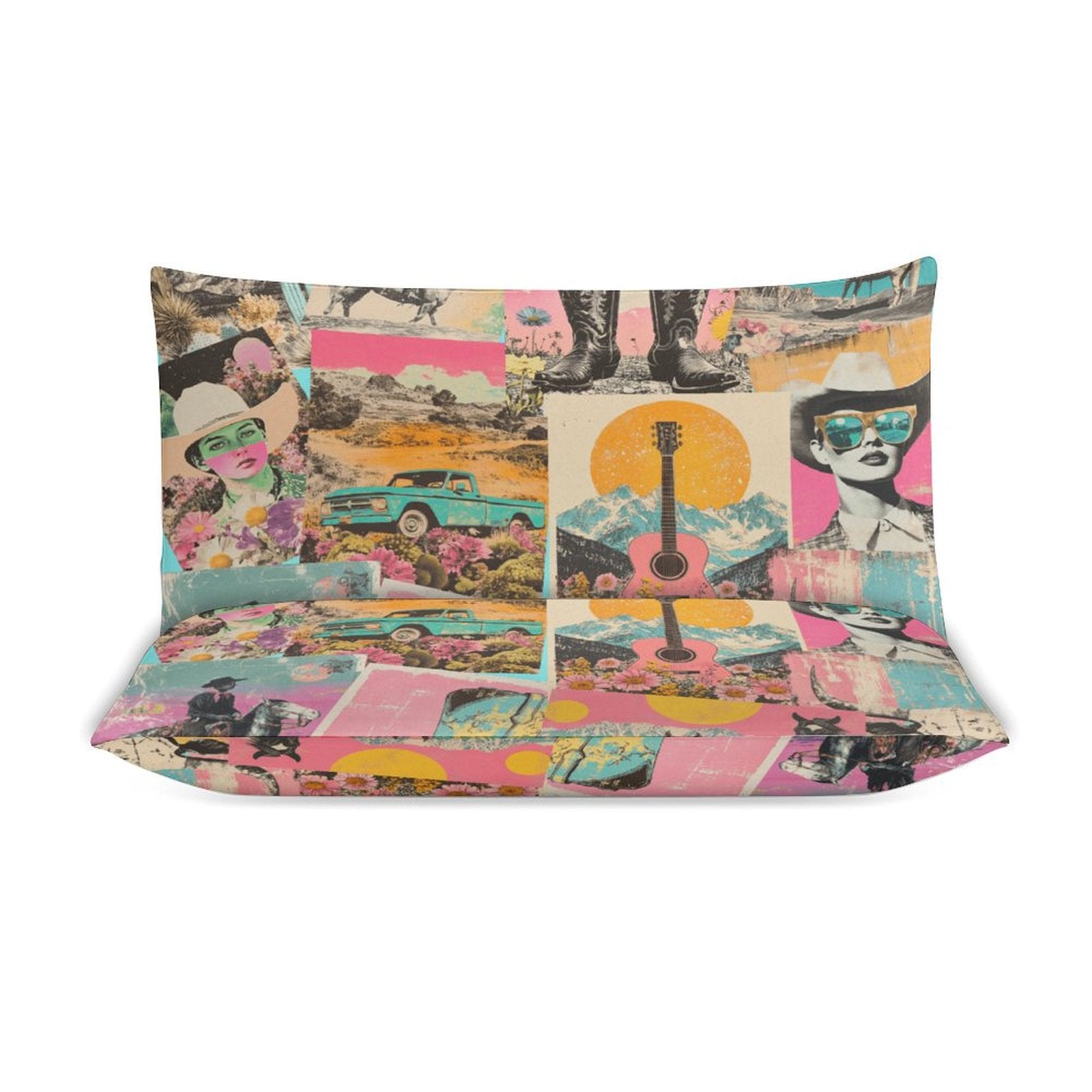 Baha Ranch Retro Pop Western 3-Piece Bedding Set (1 Duvet Cover + 2 Pillow Shams) – 102"×90"