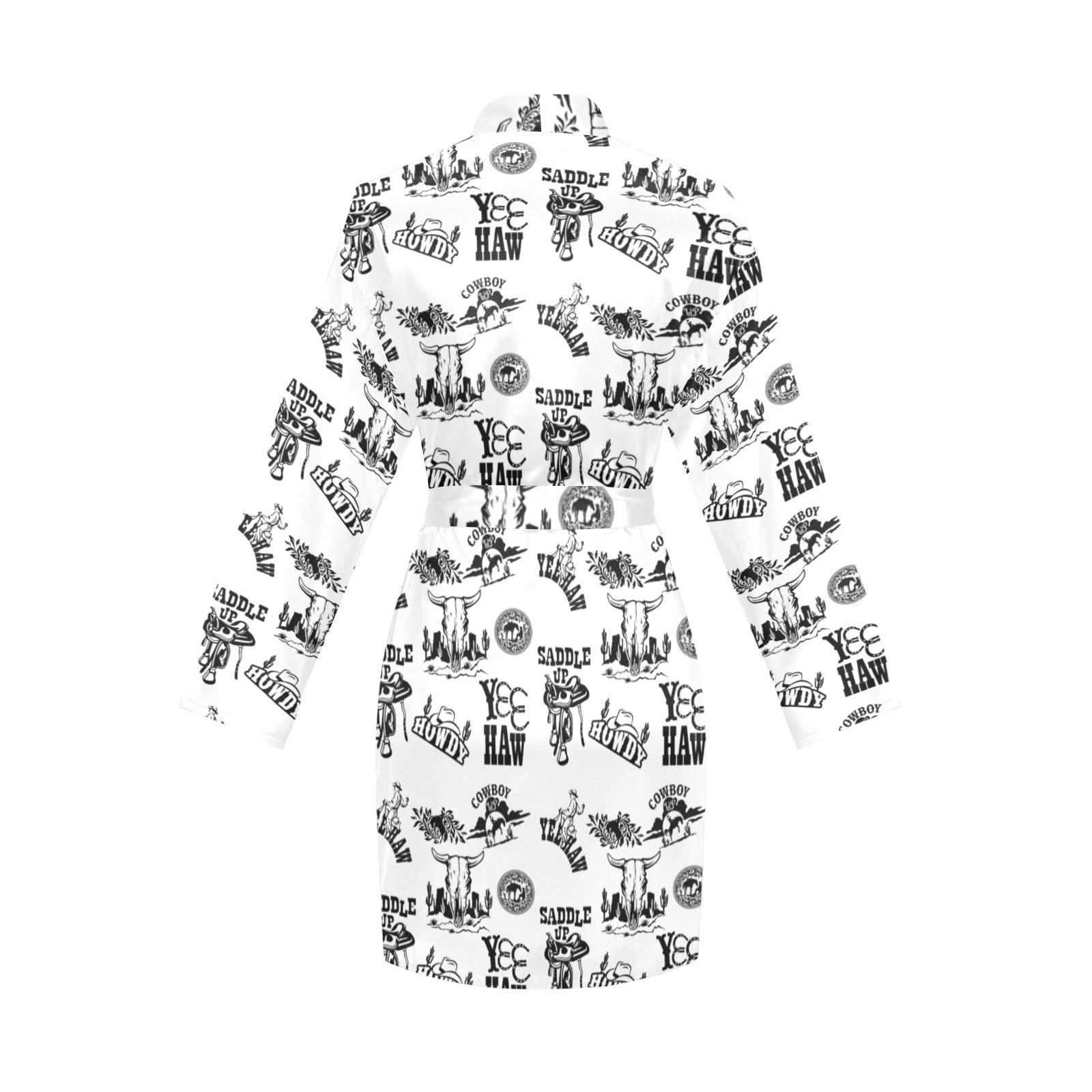 Cowboy Print Western Satin Robe