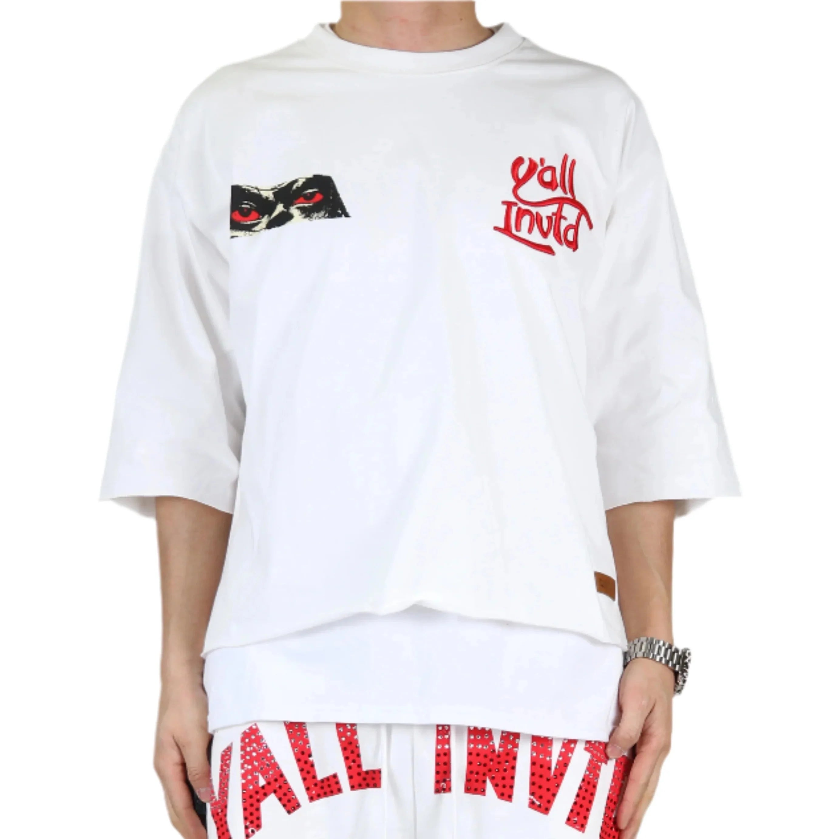 KINON SN/ Jersey 3/4 Sleeve Crop Top Tee