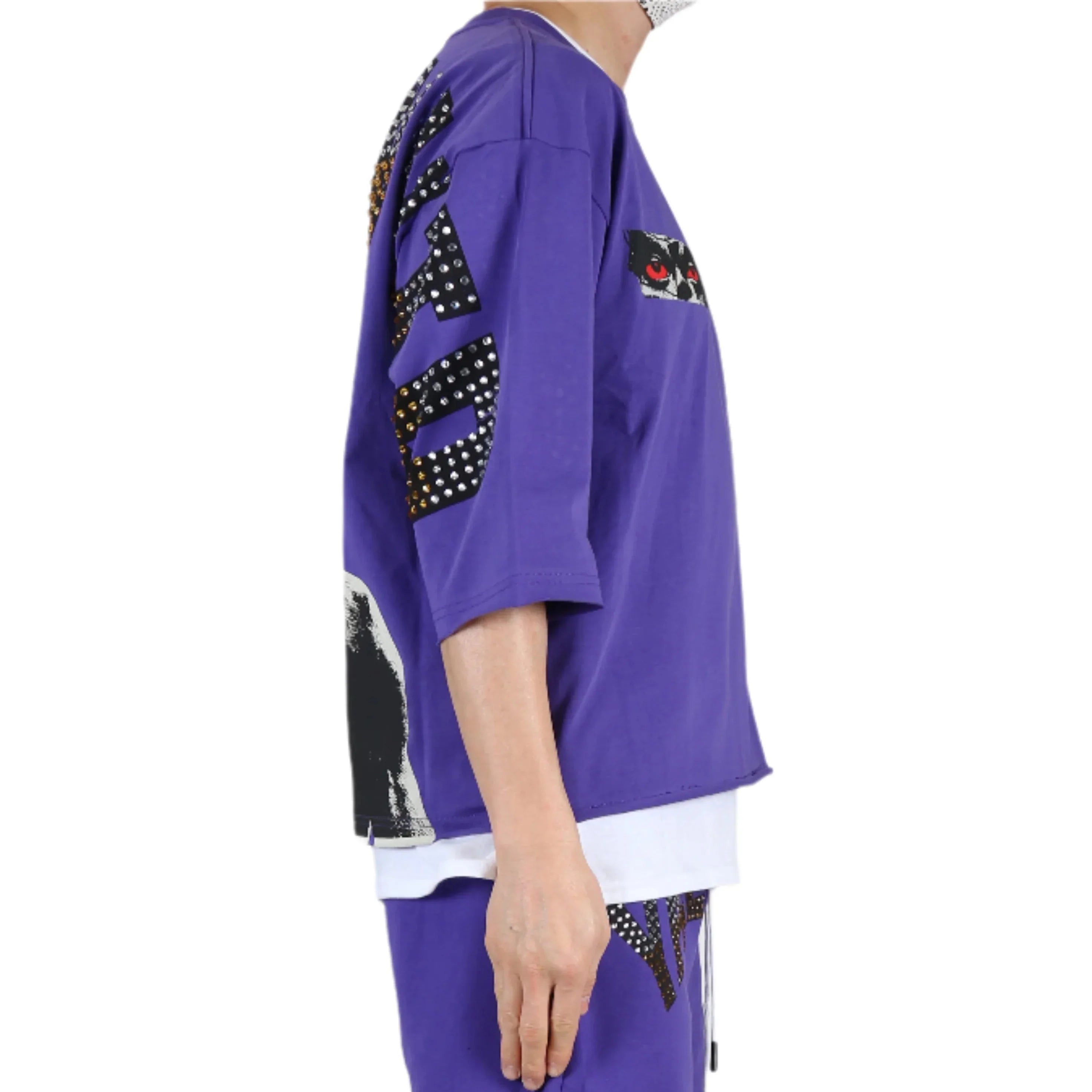 ANGELO SN/ Jersey 3/4 Sleeve Crop Top Tee