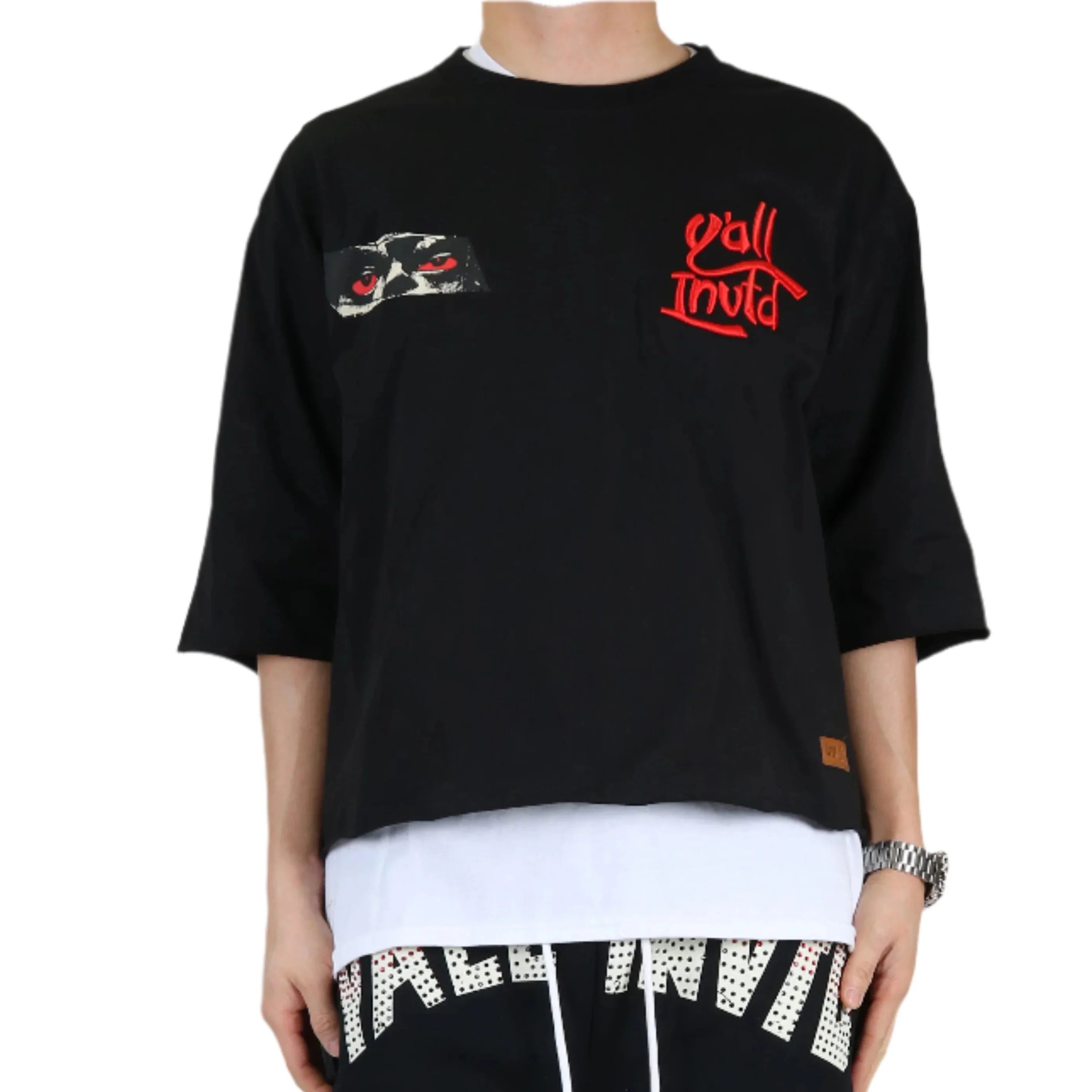 MIESHA SN/ Jersey 3/4 Sleeve Crop Top Tee