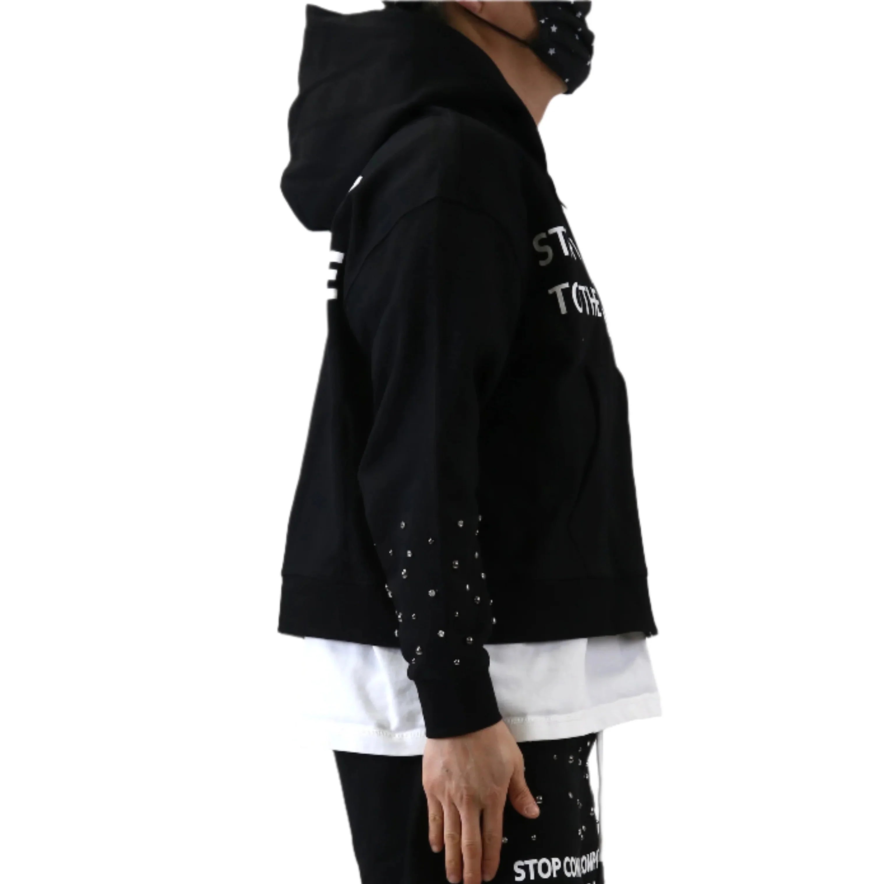 KARAN French Terry Long Sleeve Crop Top Full Zip Hoodie