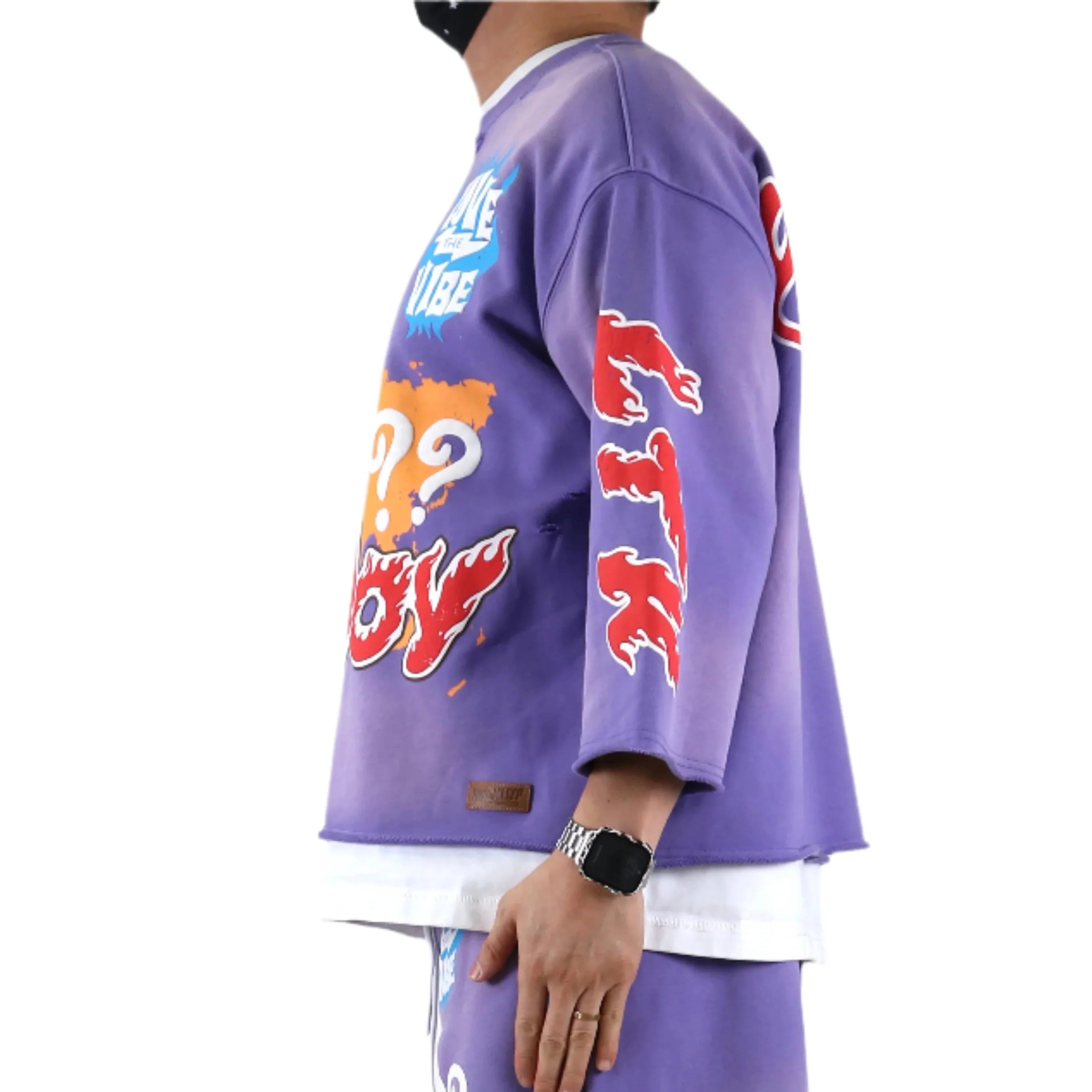 DIAZ S/N Jersey 3/4 Sleeve Crop Top Tee