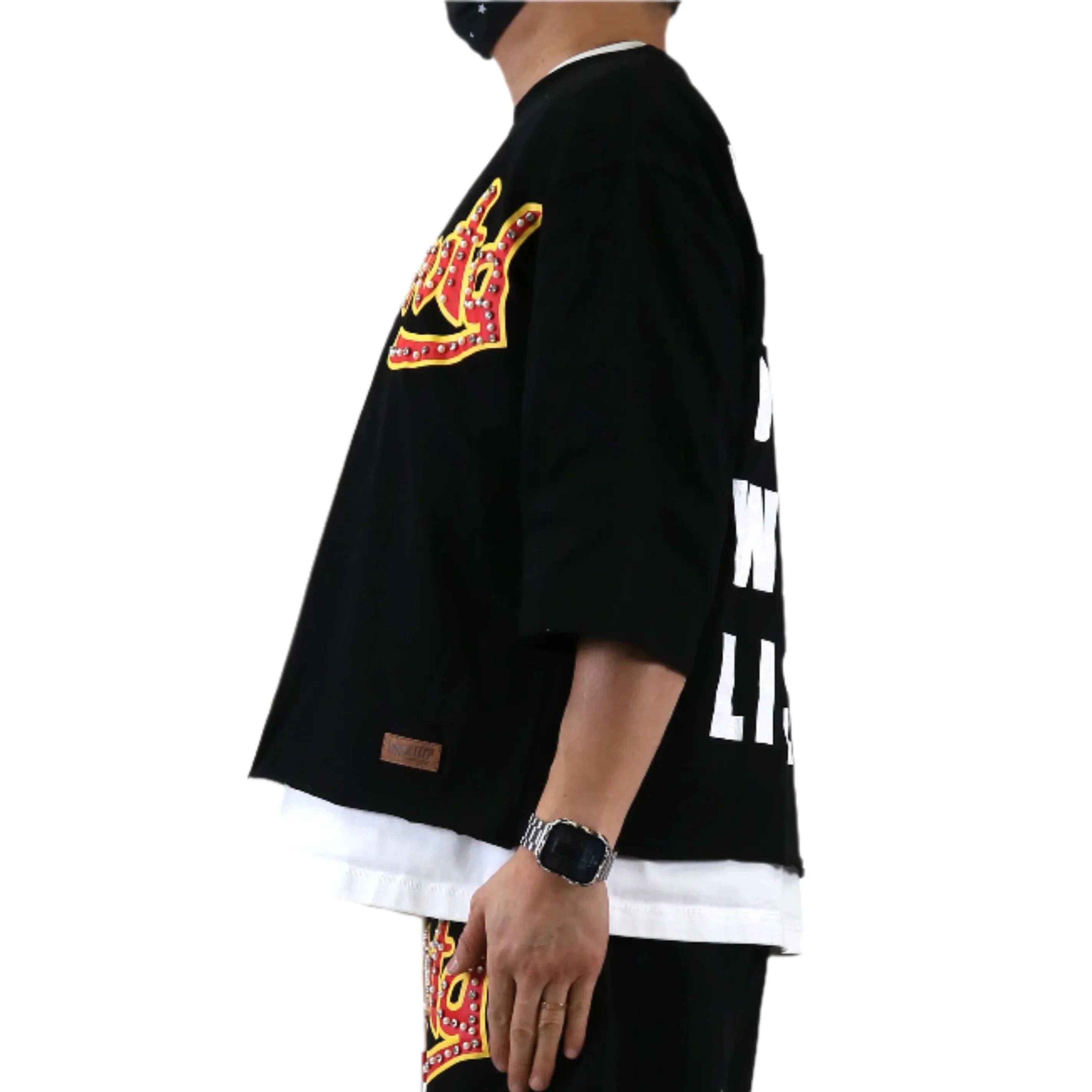 CURTIS SN/ Jersey 3/4 Sleeve Crop Top Tee