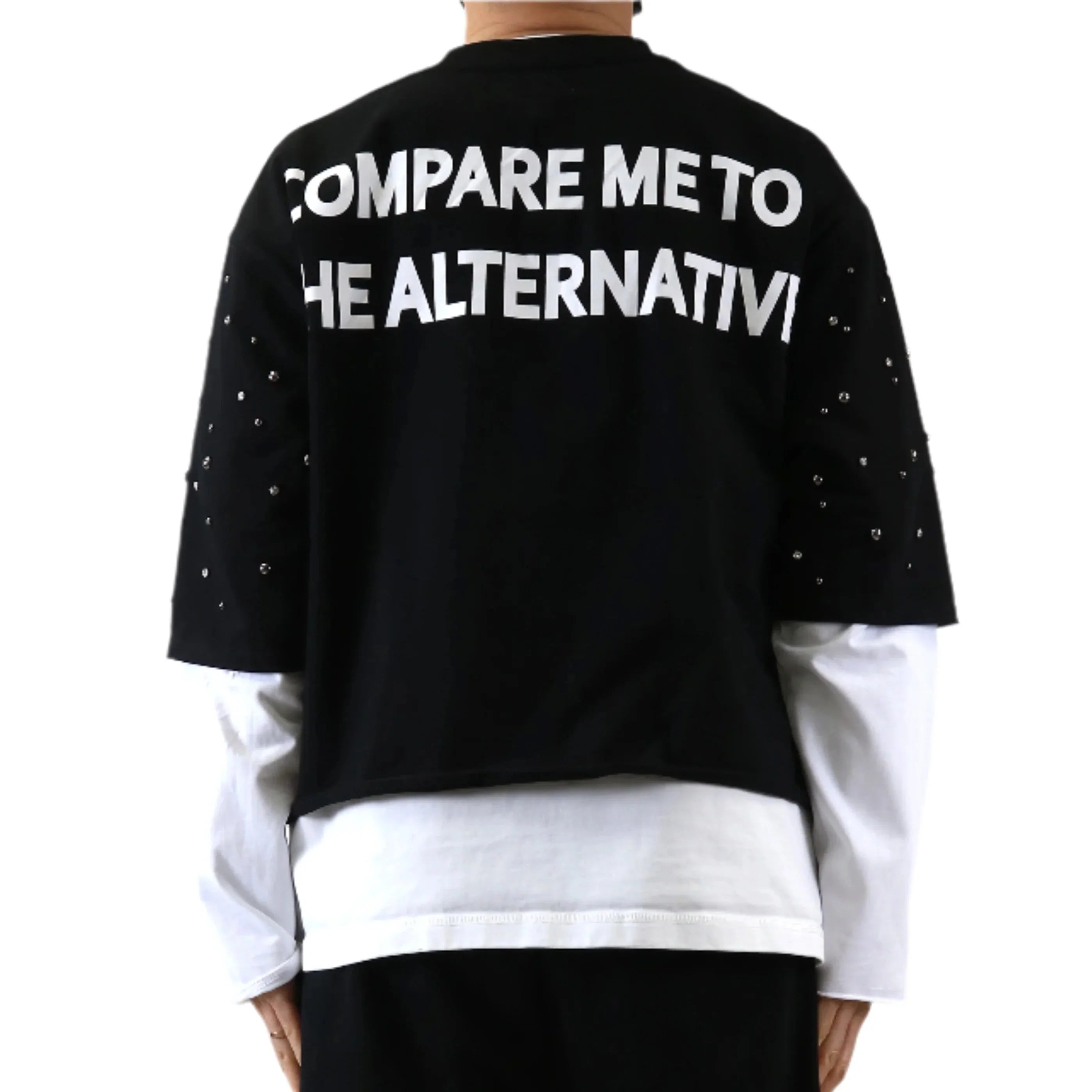 KARAN S/N Jersey 3/4 Sleeve Crop top Tee with Layered long sleeve