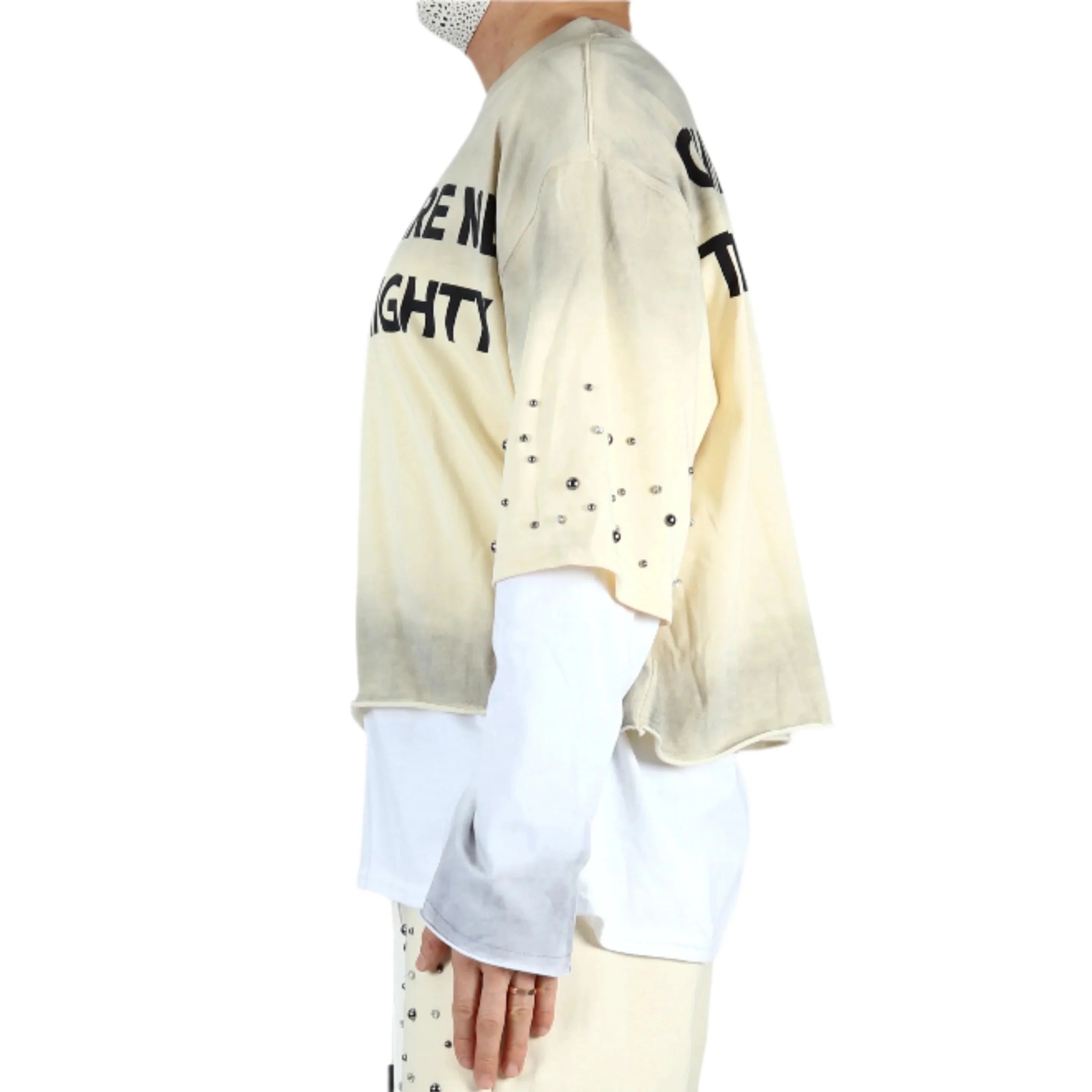 NOEL S/N Jersey 3/4 Sleeve Crop top Tee with Layered long sleeve