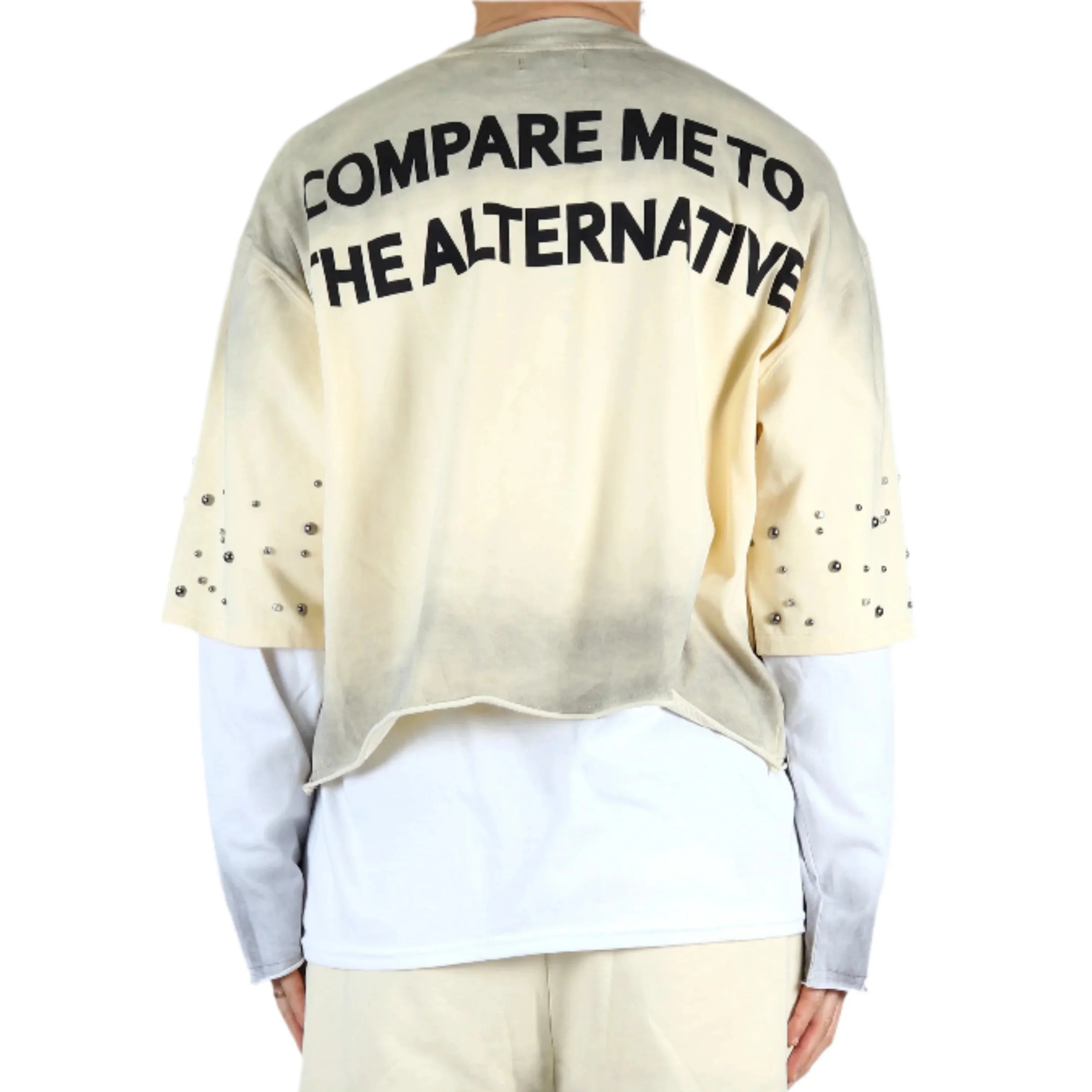 NOEL S/N Jersey 3/4 Sleeve Crop top Tee with Layered long sleeve