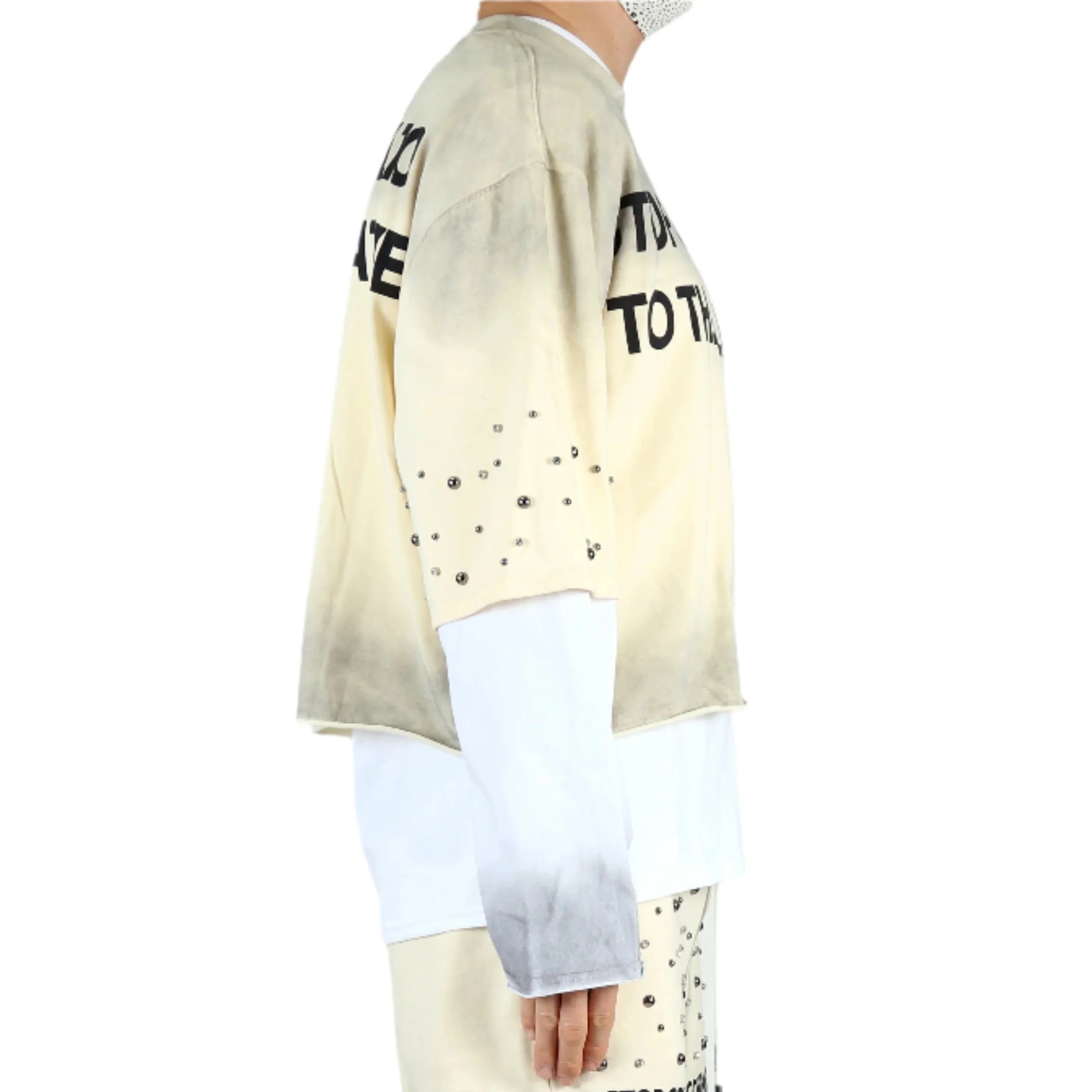 NOEL S/N Jersey 3/4 Sleeve Crop top Tee with Layered long sleeve