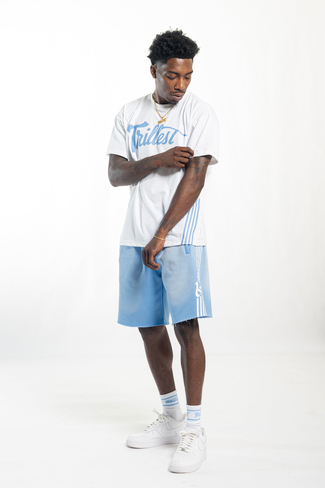 4 Stripes Trillest Tee - White/Sky