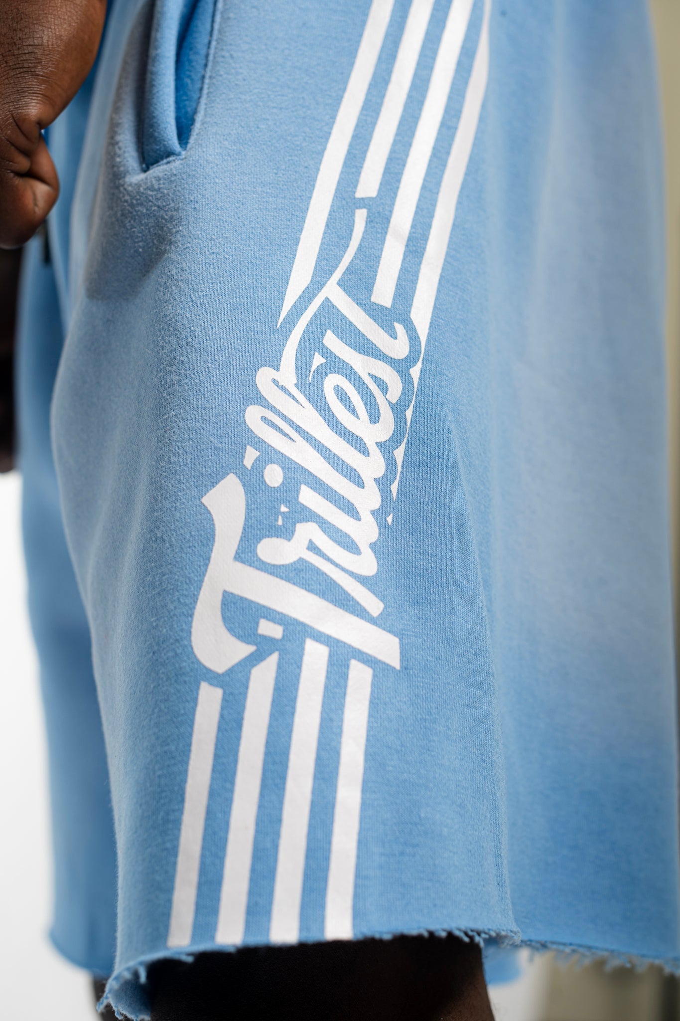 Cutoff 4-Stripes Sun Dried Shorts -  Sky/White