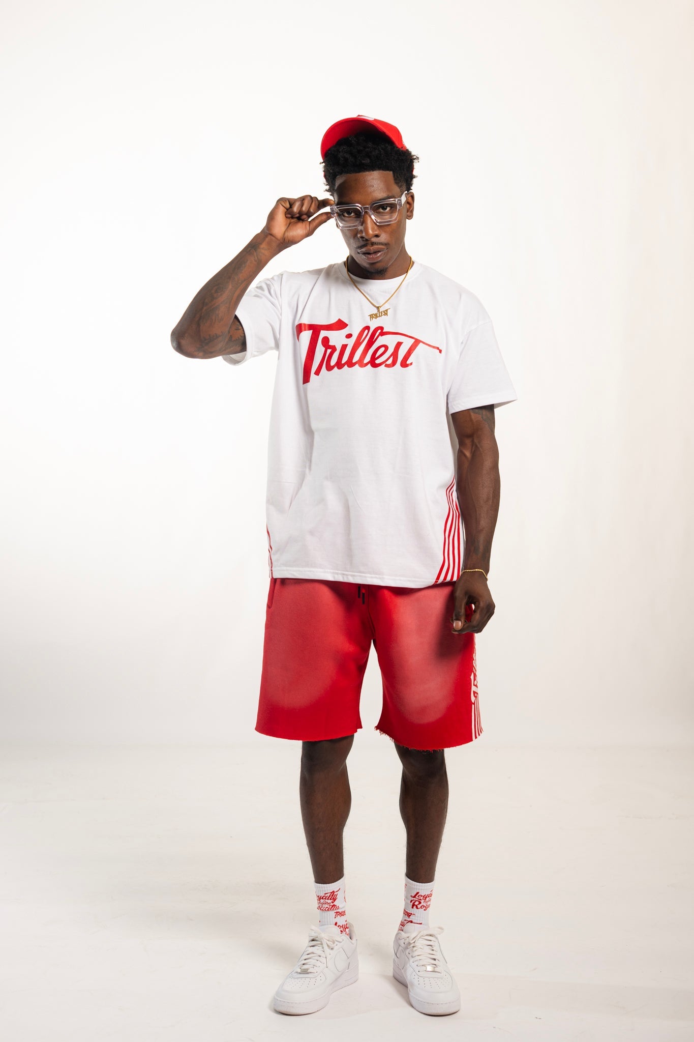 Cutoff 4-Stripes Sun Dried Shorts - Red/White