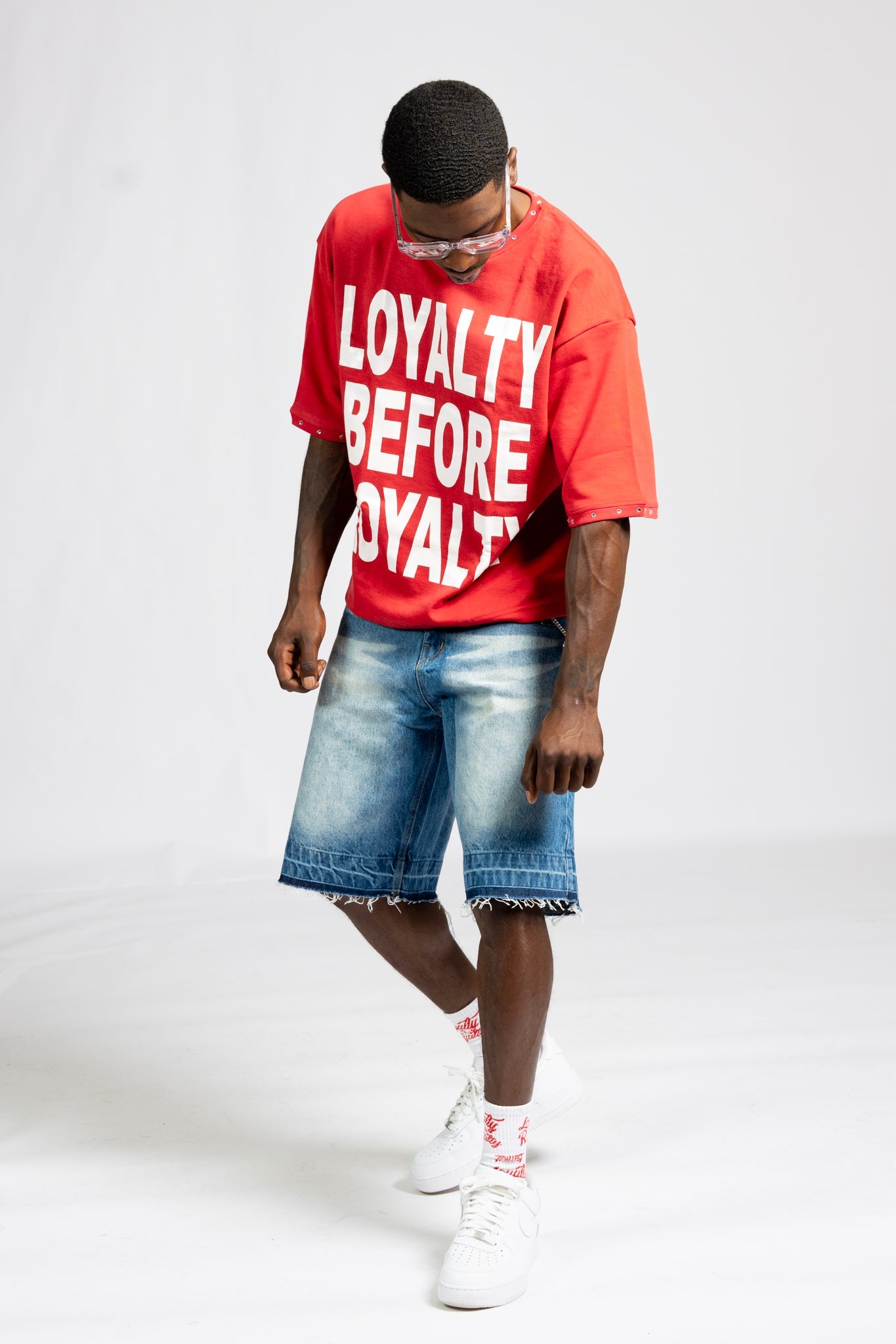 Distressed Denim Jorts - Blue