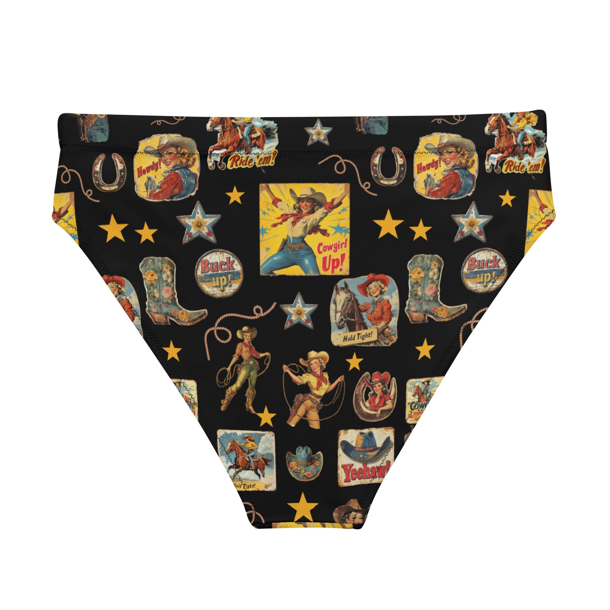 Yeehaw Vintage Cowgirl Collage Bikini Bottom