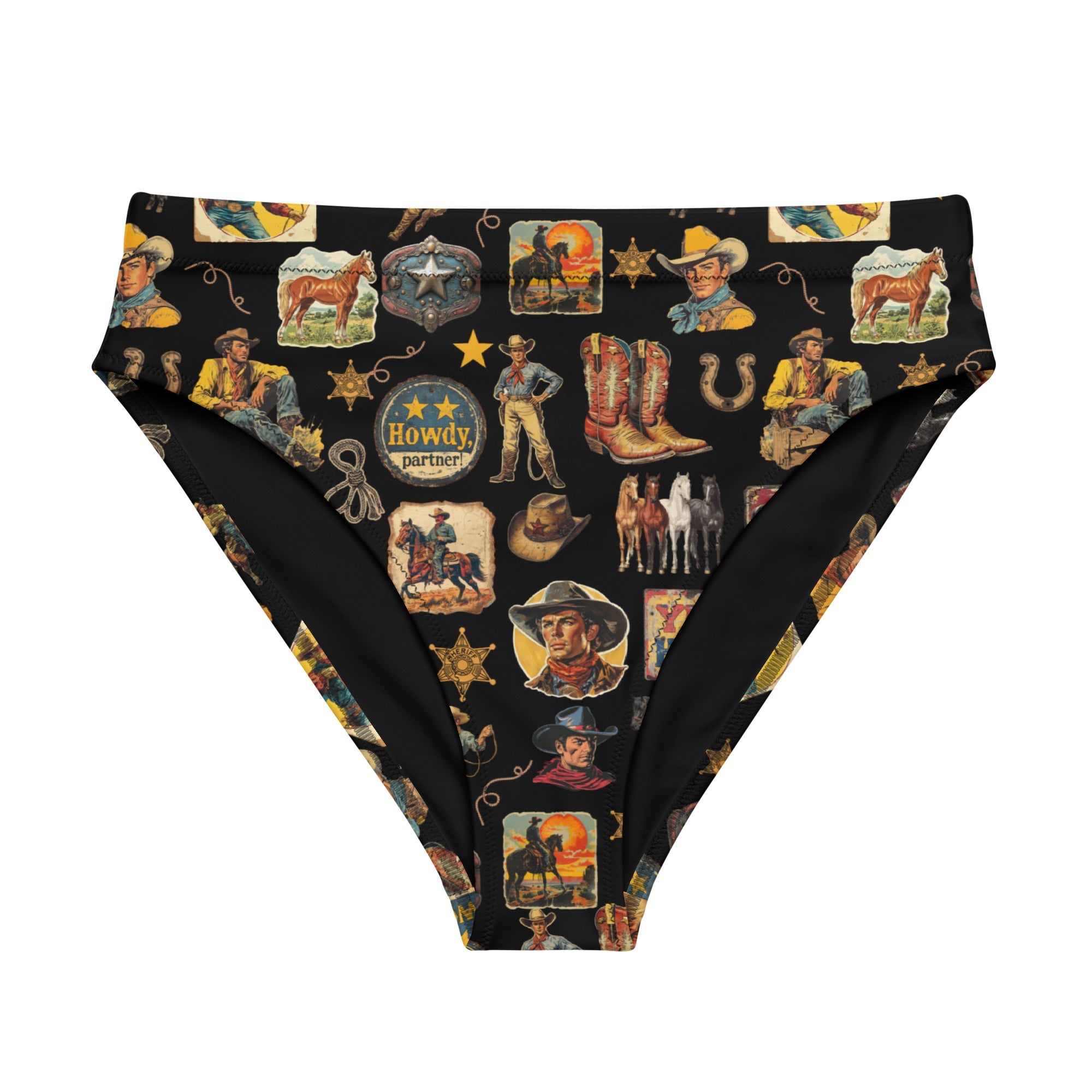Yeehaw Vintage Cowboy Collage Bikini Bottom