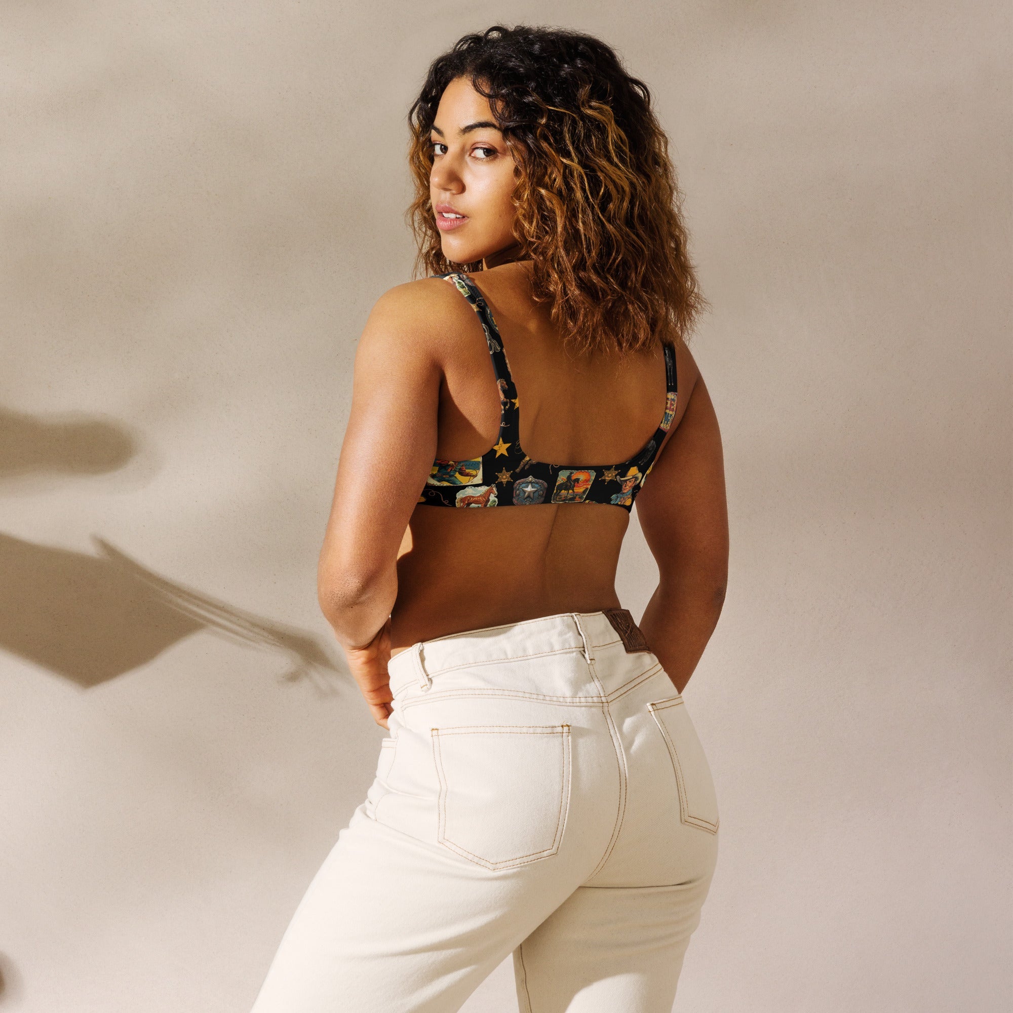 Yeehaw Vintage Cowboy Collage Bikini Top