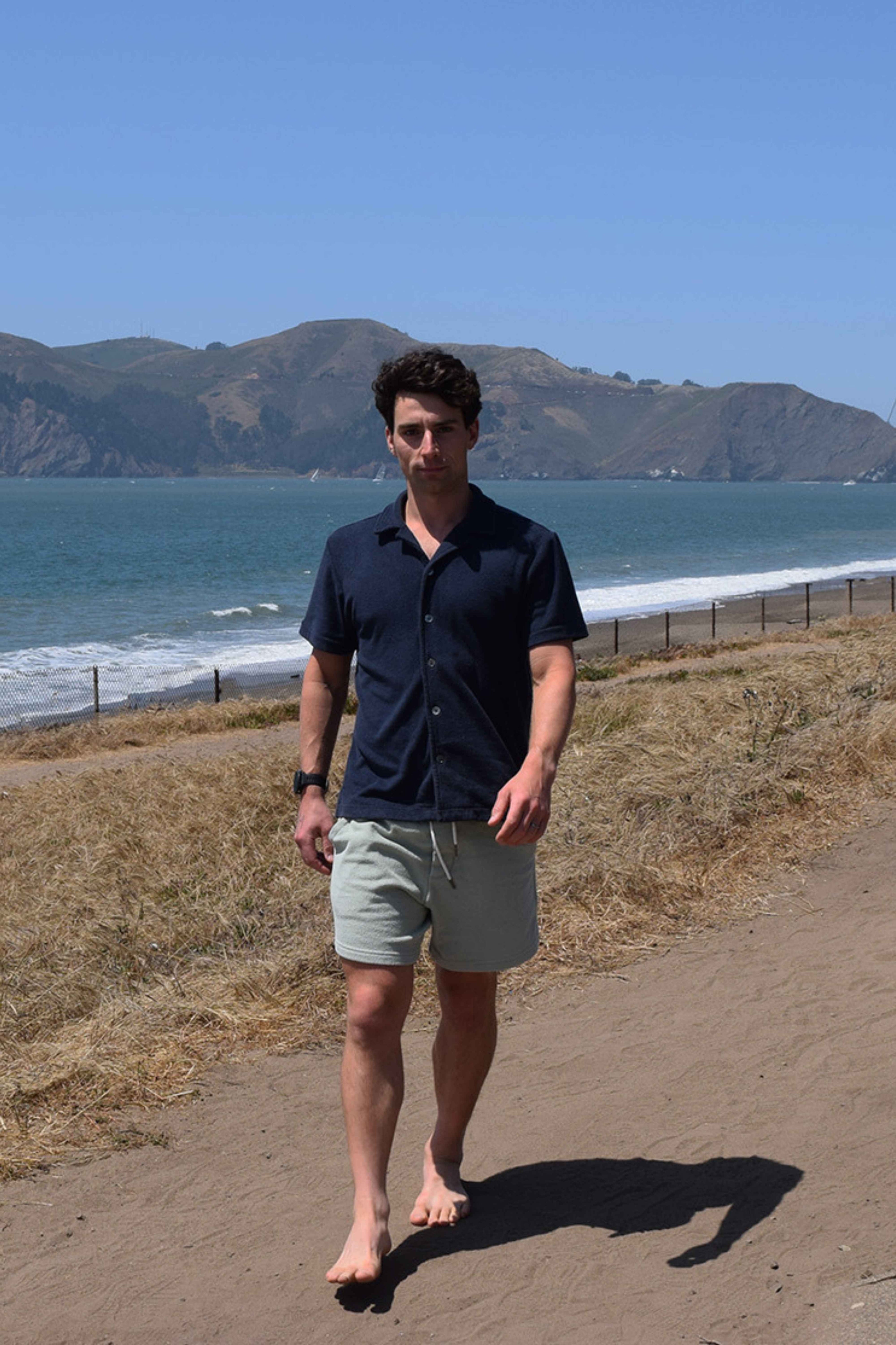 Navy Toweling Terry Cabana Shirt