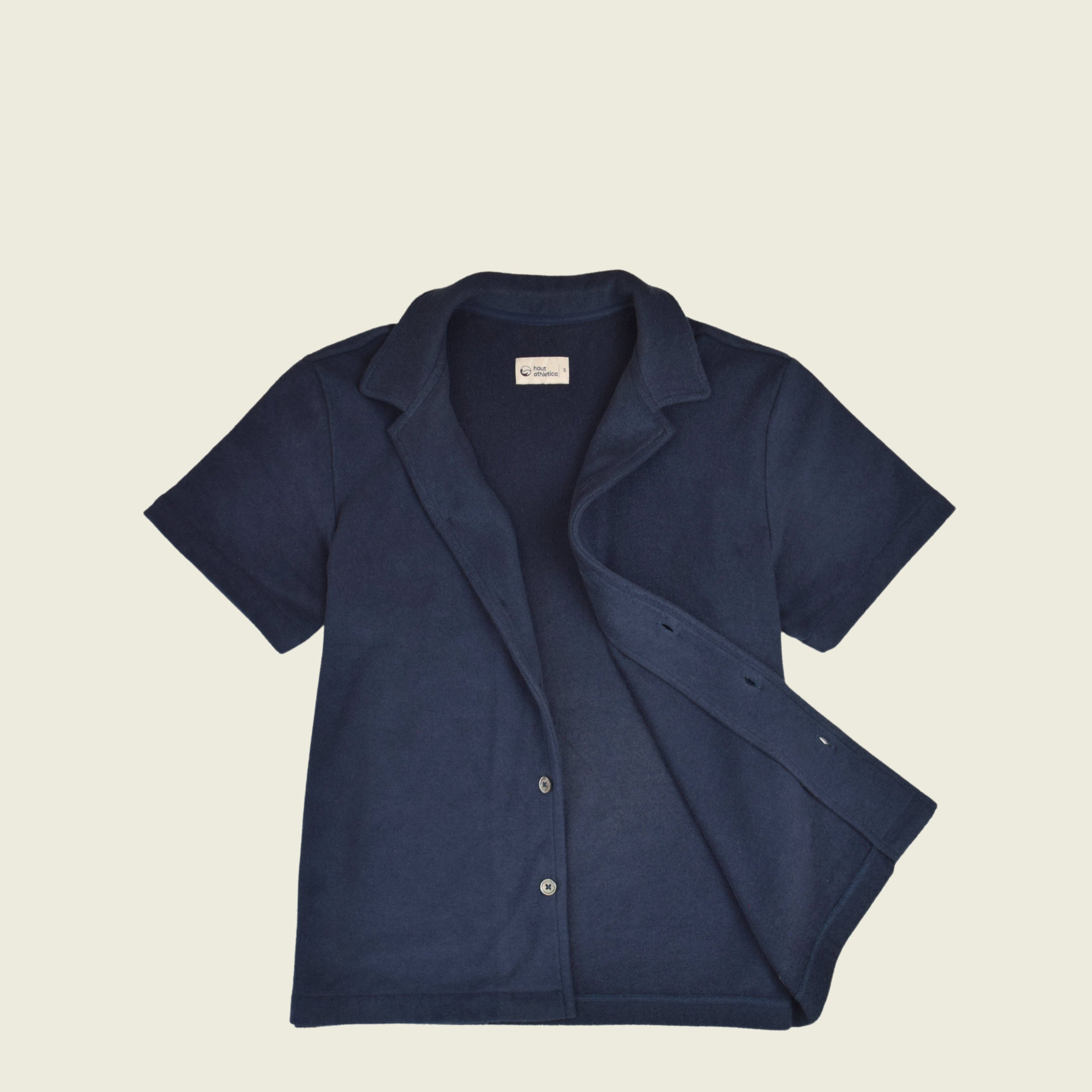 Navy Toweling Terry Cabana Shirt