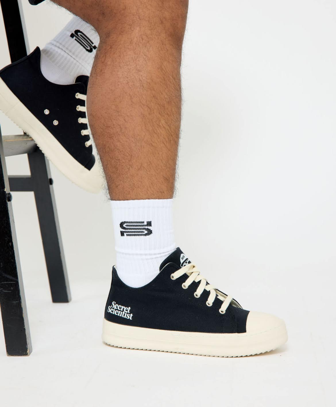 Stacked "Double S" Socks - White
