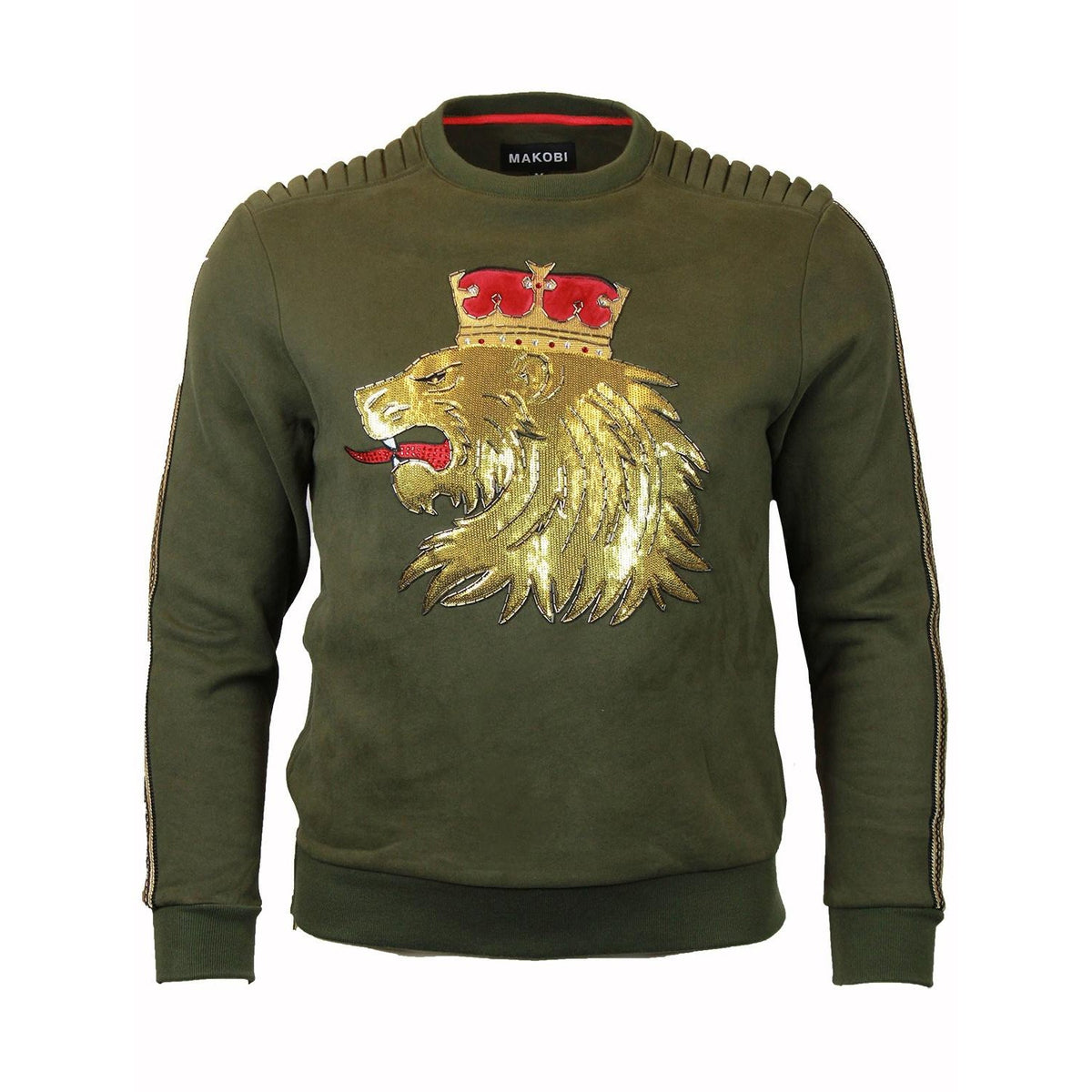 Makobi Lion Crown Fleece Sweatshirt, Olive, product photo