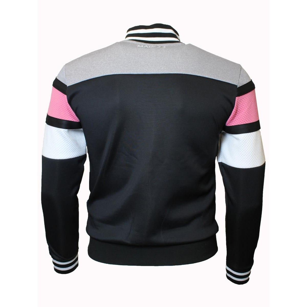 Makobi Jacquard Zip Down Jacket, Black/Pink, product back