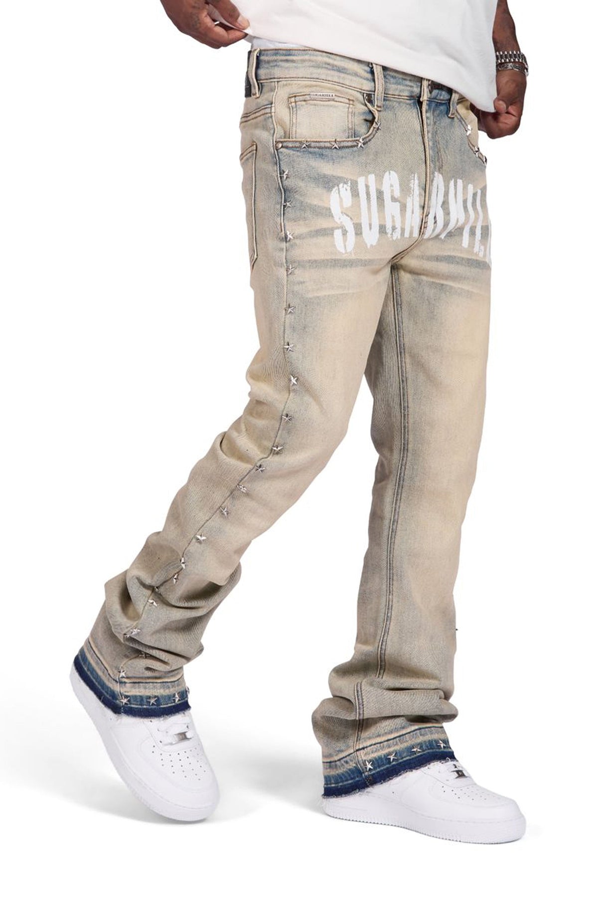 Sugarhill Dallas Stacked Jeans - Wheat Fade