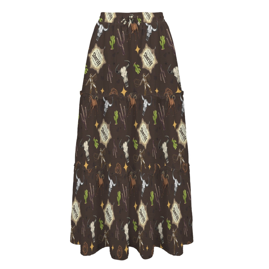 Western Symbols Tiered Prairie Maxi Skirt