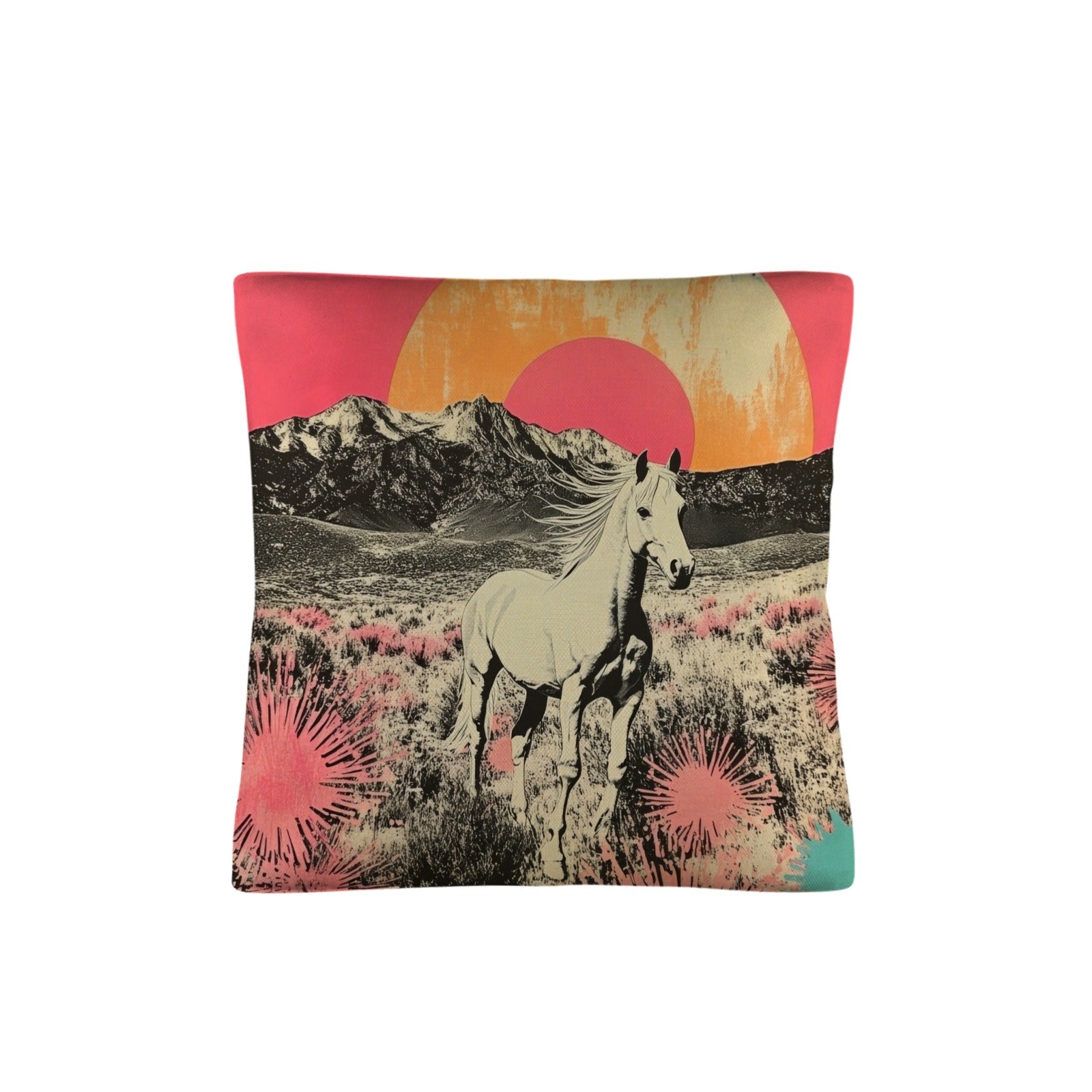 Baha Ranch Retro Pop Western Albino Steed Pillow Case Made in America