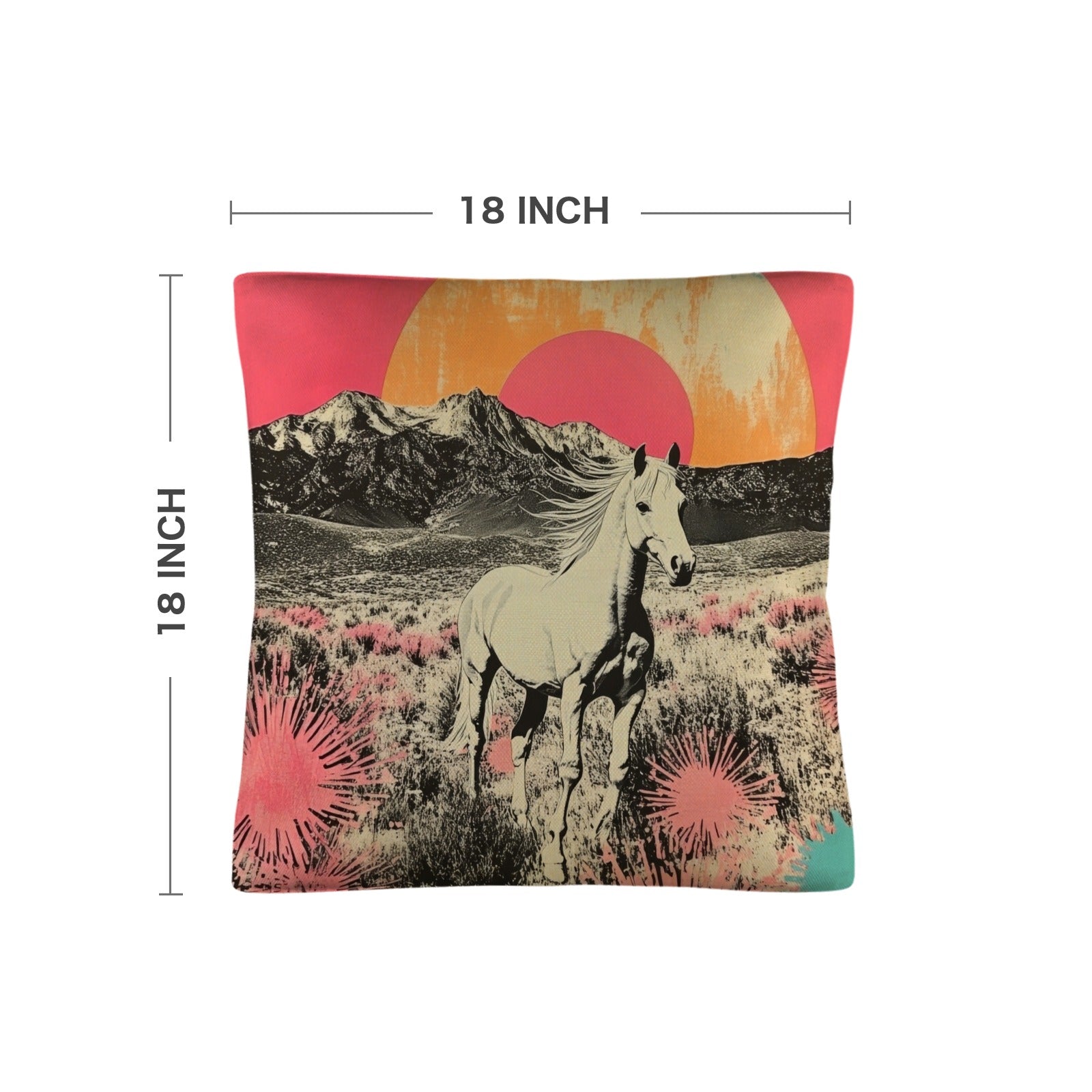 Baha Ranch Retro Pop Western Albino Steed Pillow Case Made in America