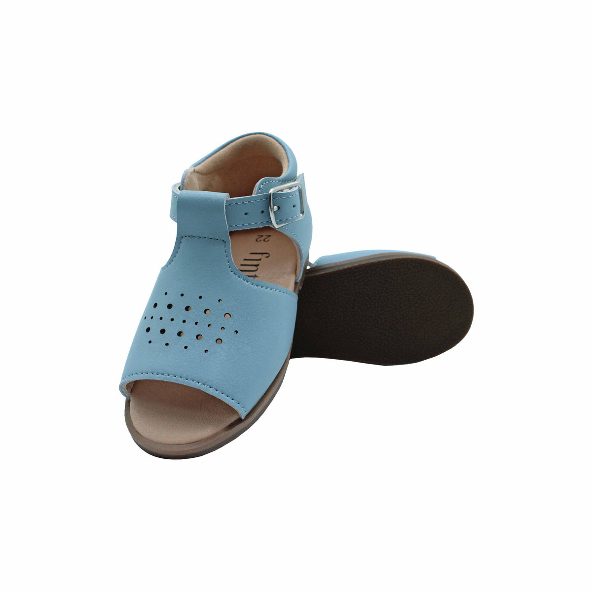 Fintoes Kids' Dusty Blue Leather Sandals