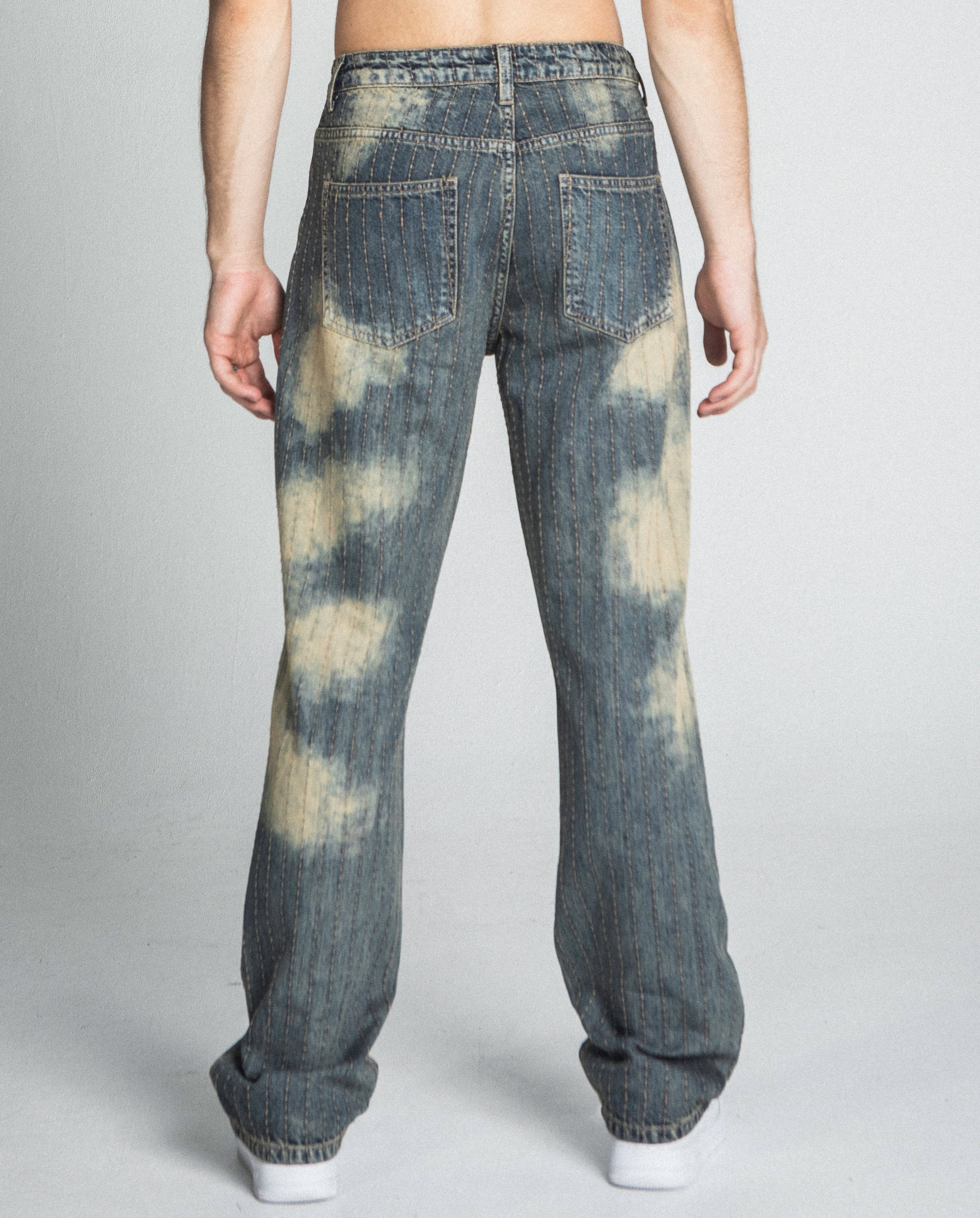 AJ01L-3 Vintage Thread Line Loose Jeans