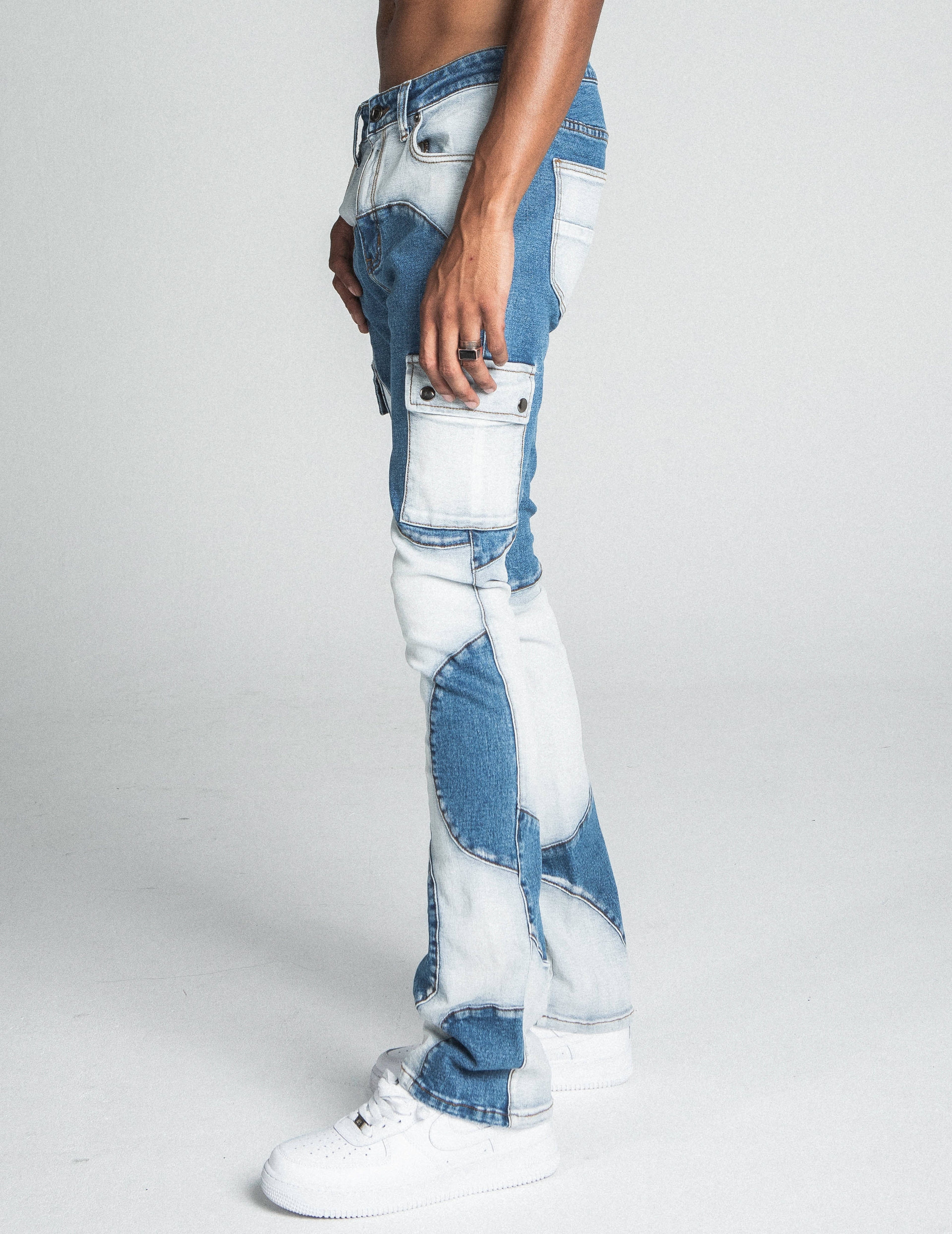 AJ40SK COLOR BLOCK STACKED JEANS