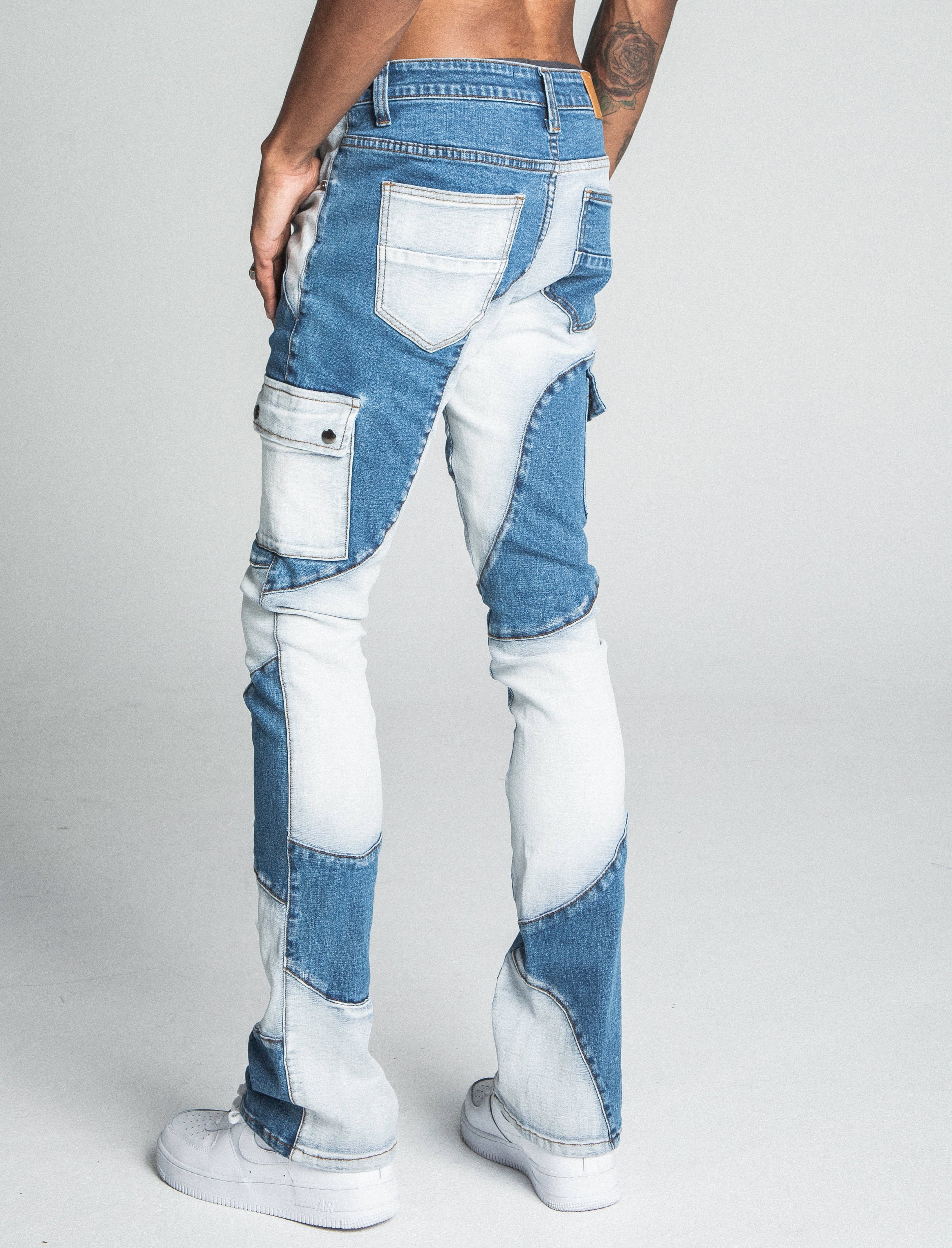 AJ40SK COLOR BLOCK STACKED JEANS