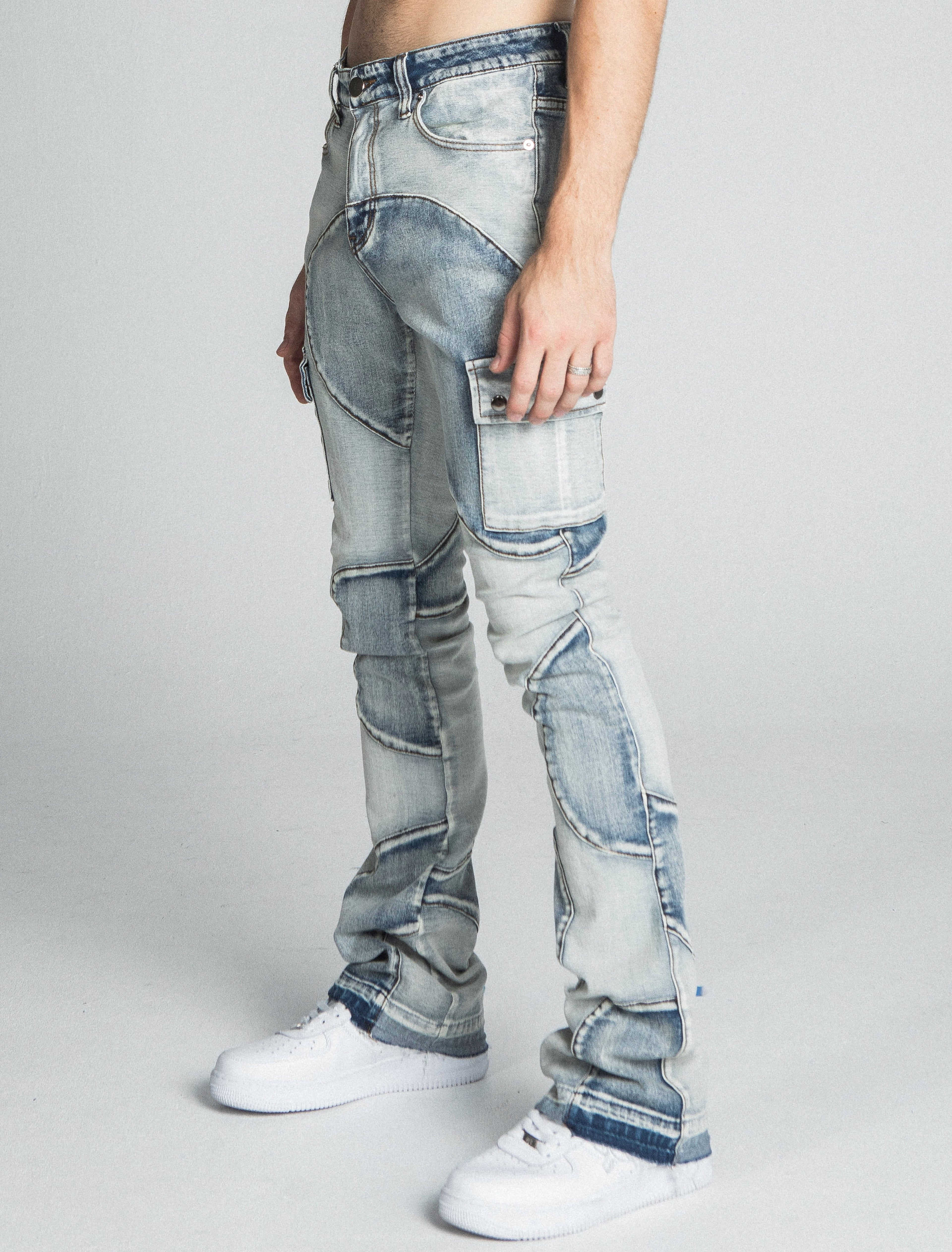 AJ40SK COLOR BLOCK STACKED JEANS
