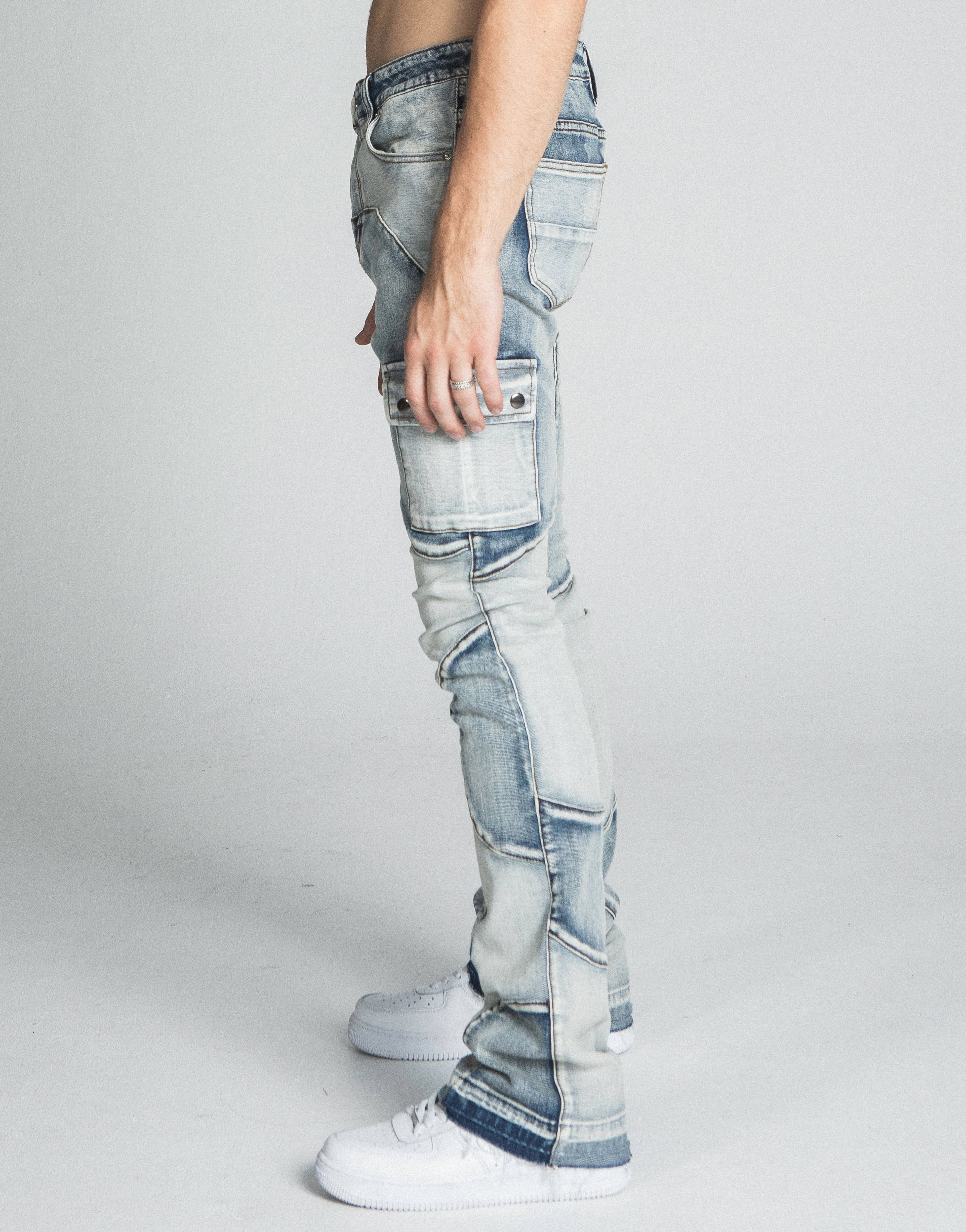 AJ40SK COLOR BLOCK STACKED JEANS