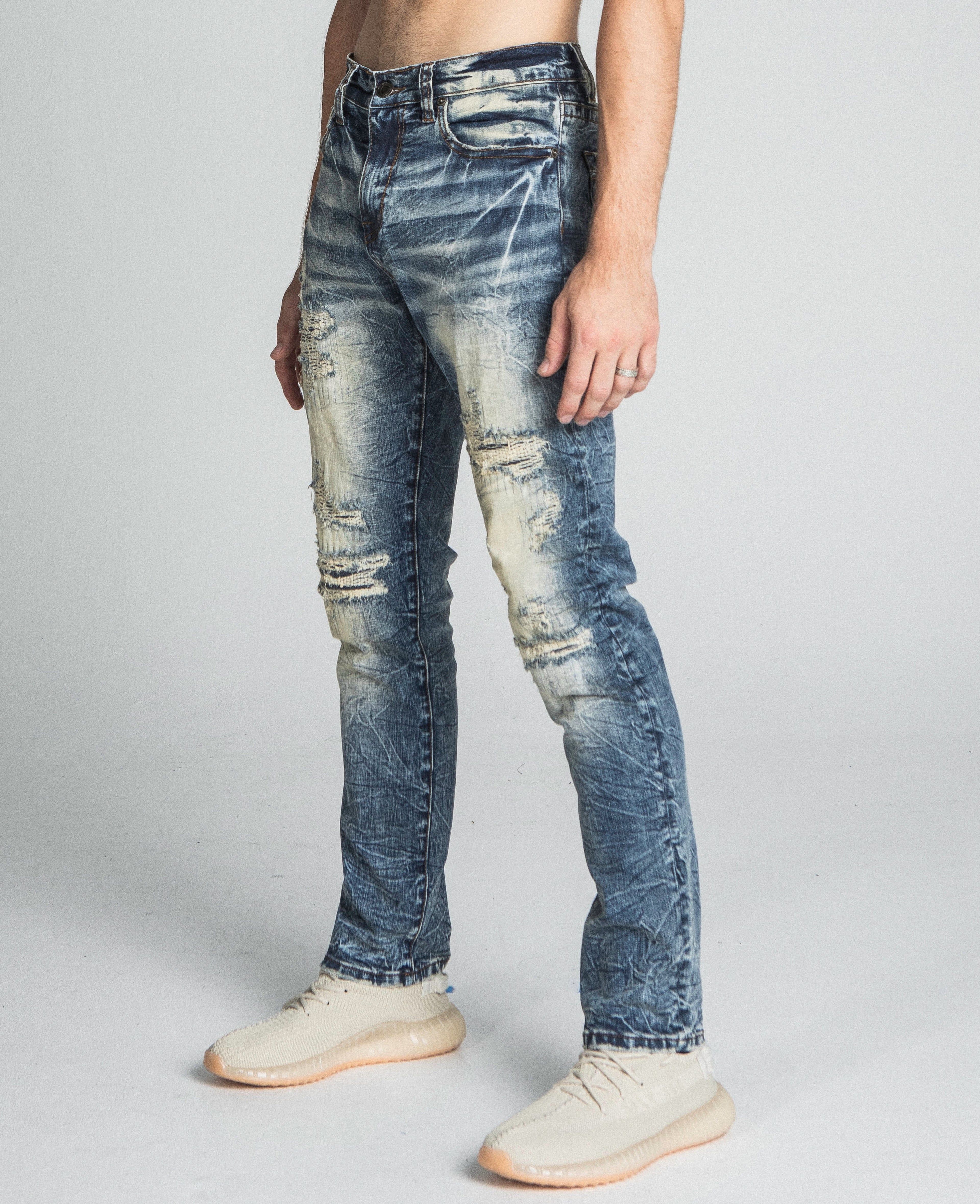 AJ722SL-1 RIPPED VINTAGE SLIM JEANS
