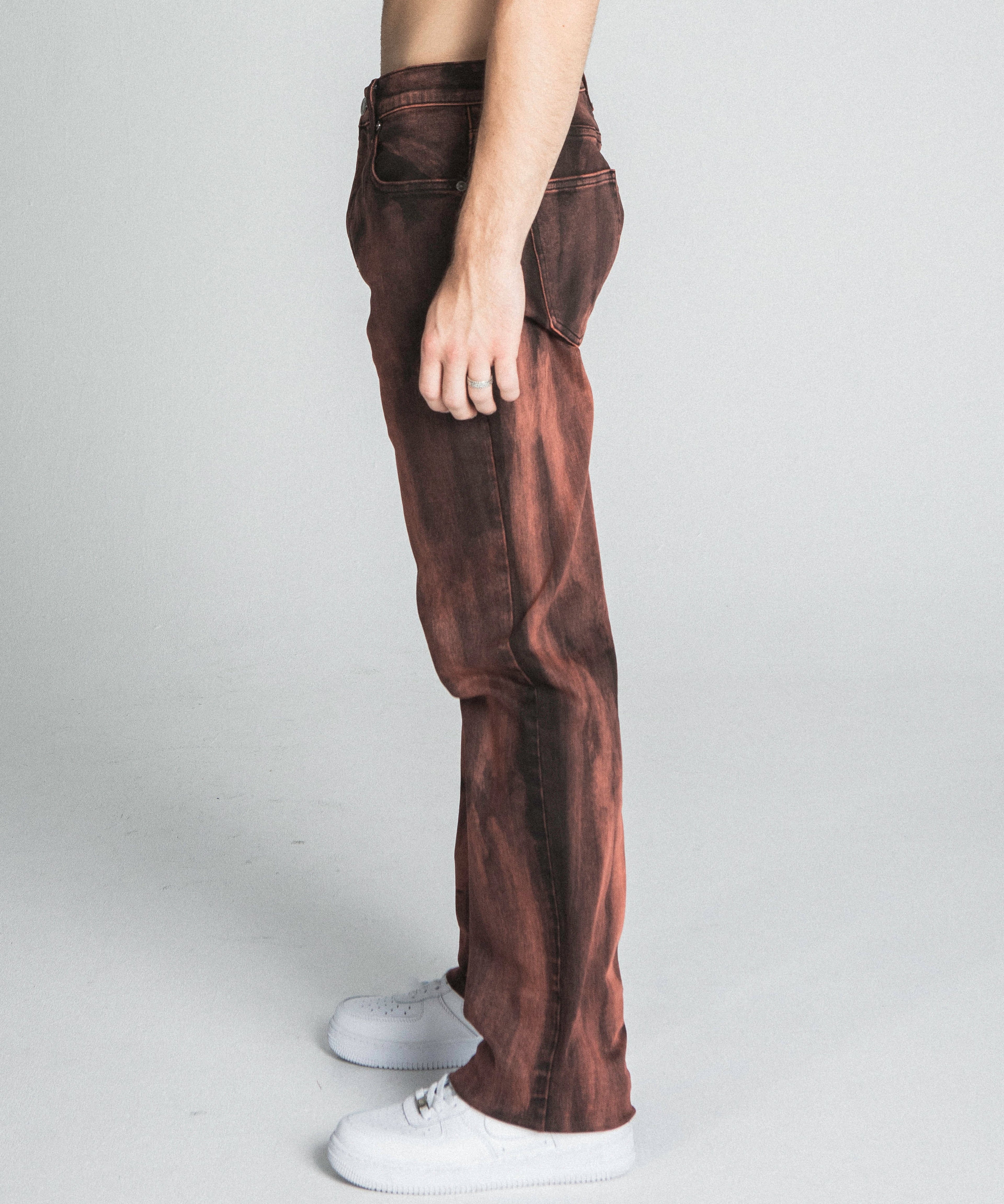 AJ05ST Brown Washed Straight Jeans