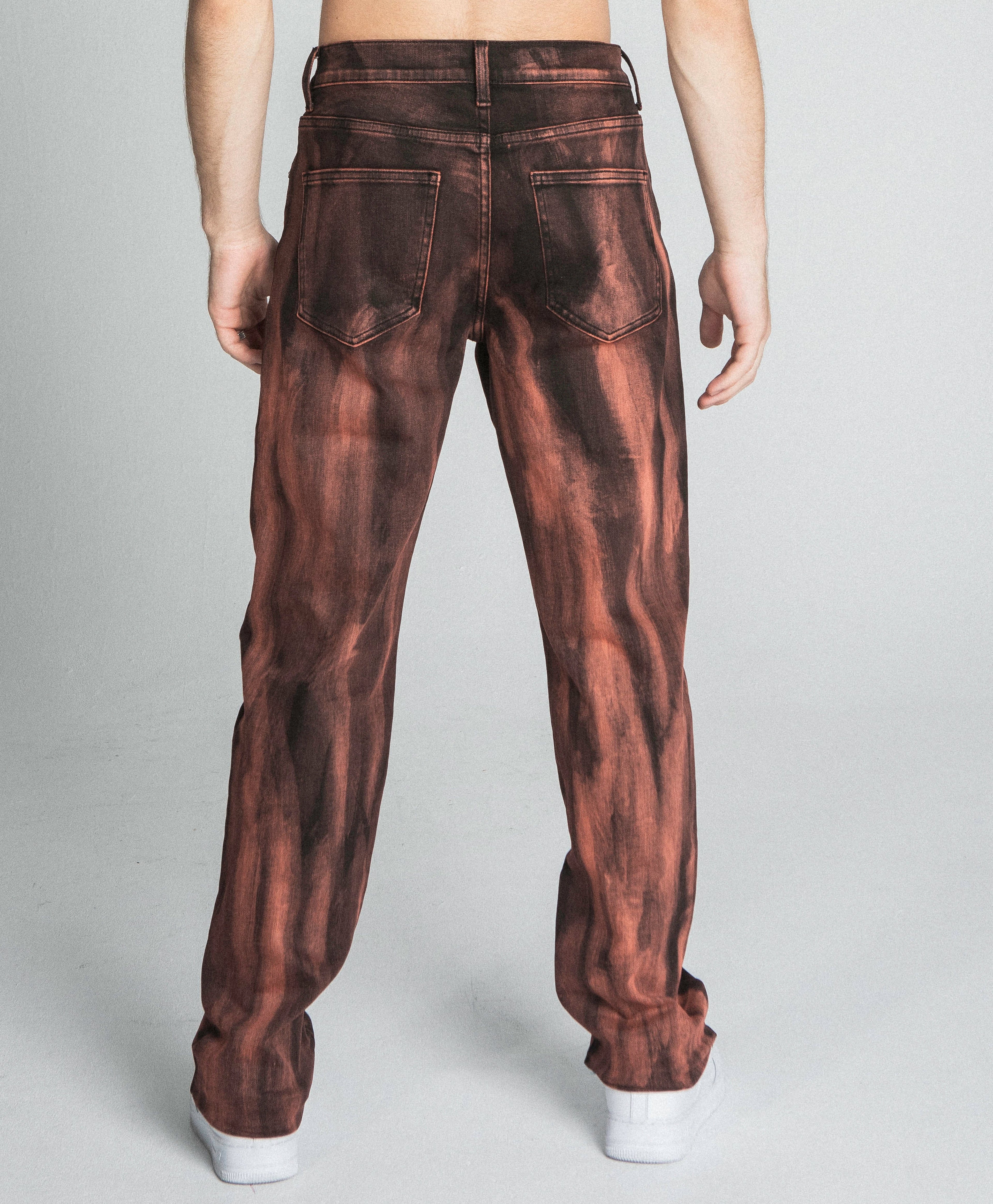 AJ05ST Brown Washed Straight Jeans