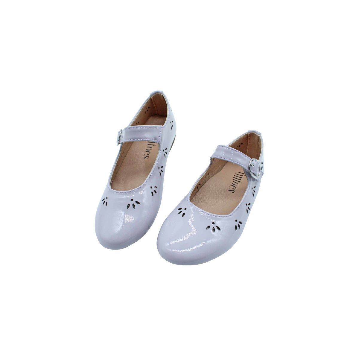 Fintoes Kids' Lilac Patent Mary Janes, Floral Punch-Out