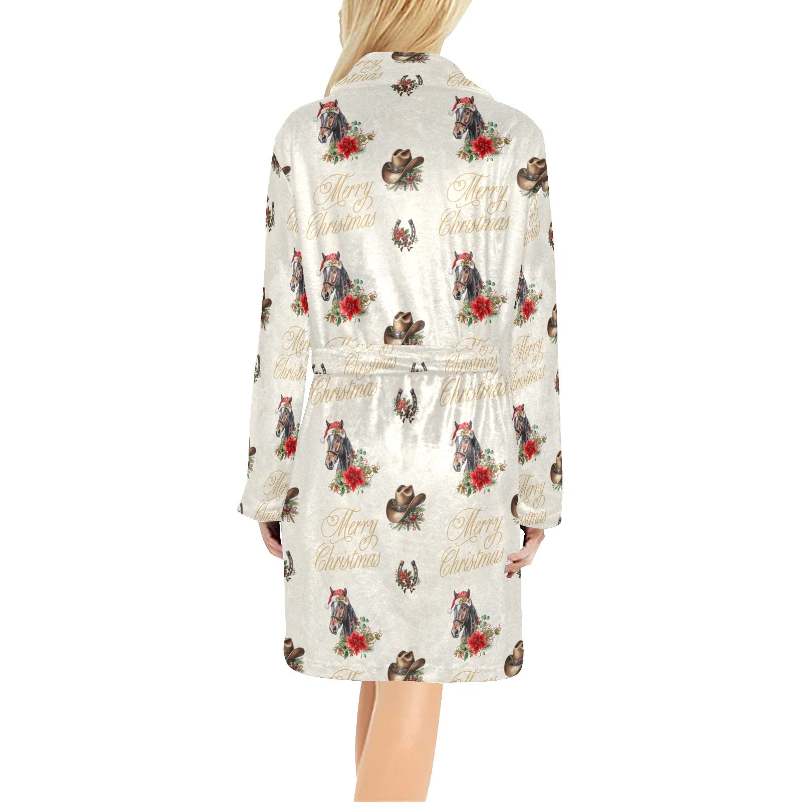 Christmas Horses Western Fleece Bathrobe