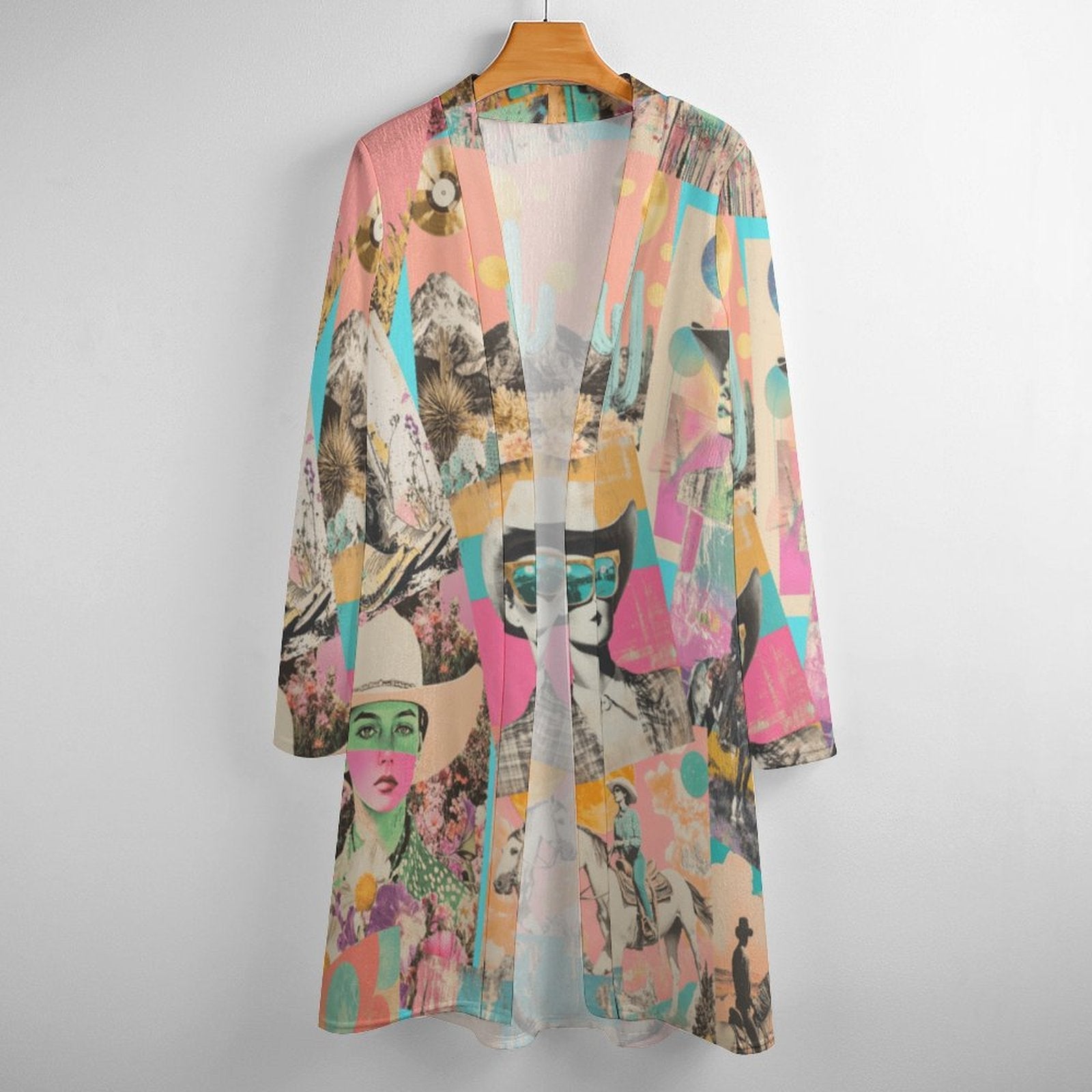 Baha Ranch Retro Pop Western Collage Lightweight Cardigan