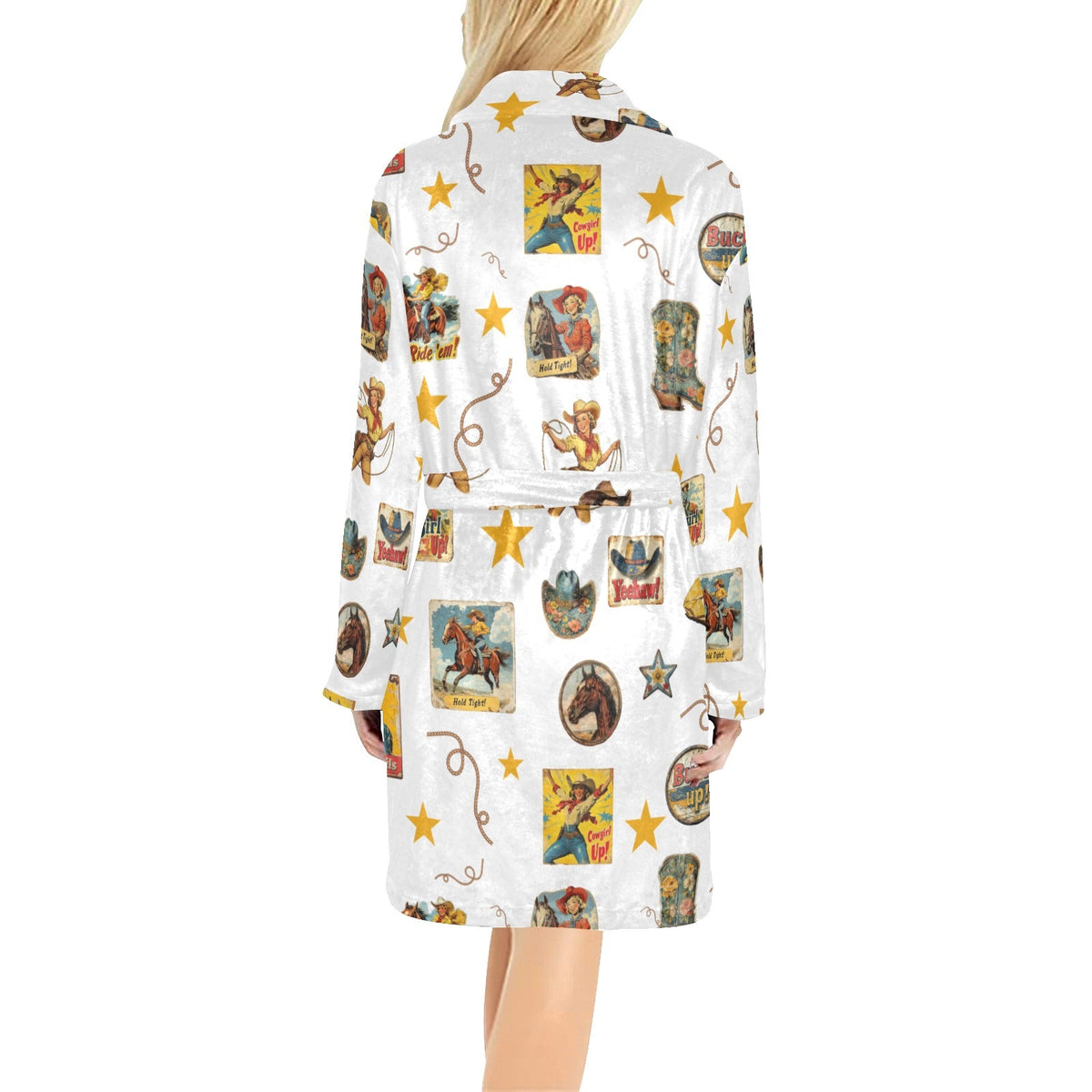 Vintage Cowgirl Collage Women's Western Bath Robe