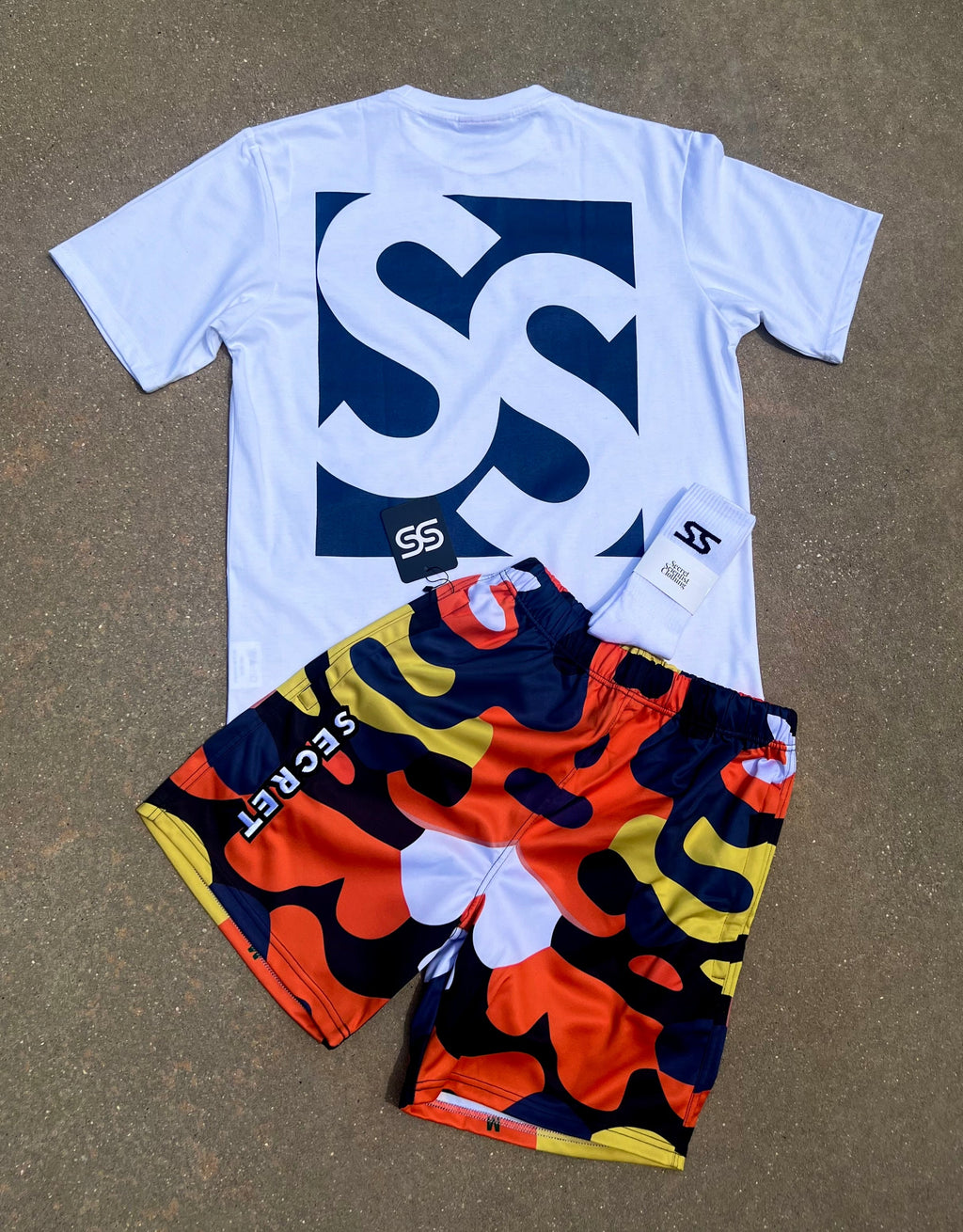 Navy/Orange Camo Shorts