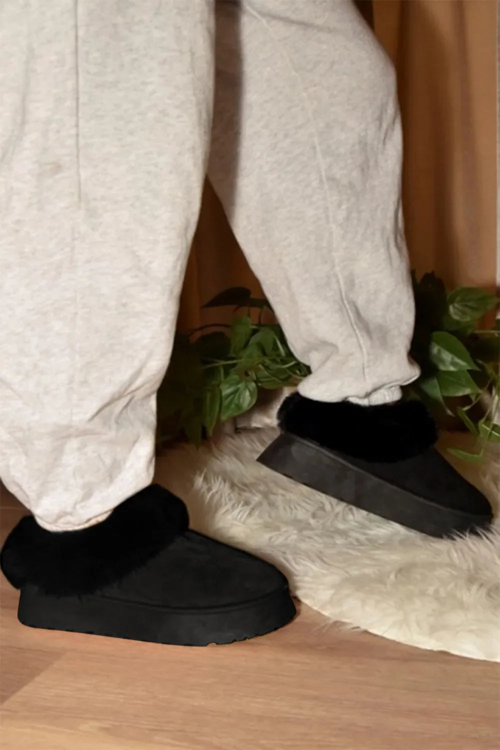 Garden Naked WILD DIVA Faux-Fur Platform Slip On Booties